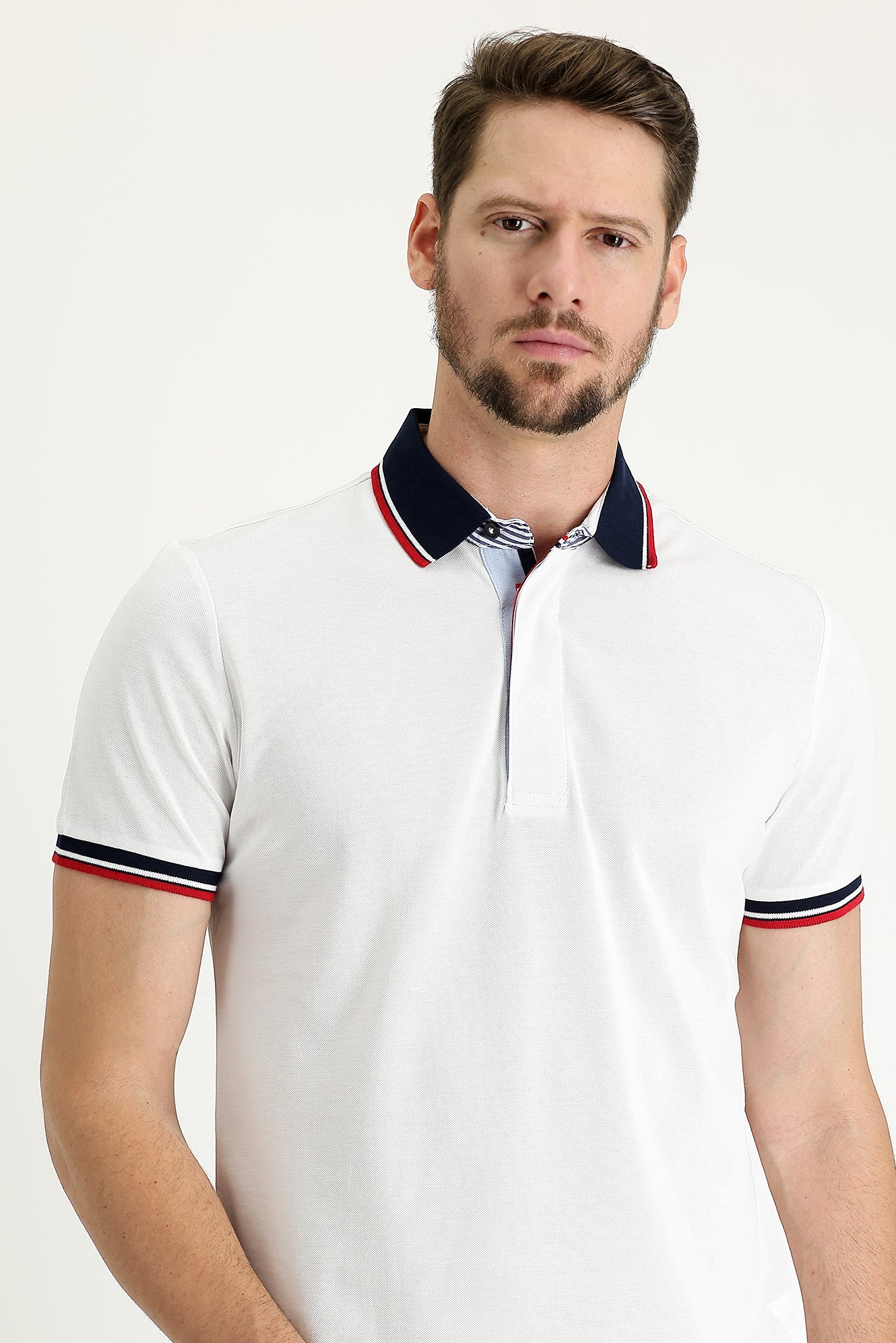 Beyaz YD.DV  DESENLİ POLO YAKA T-SHIRT