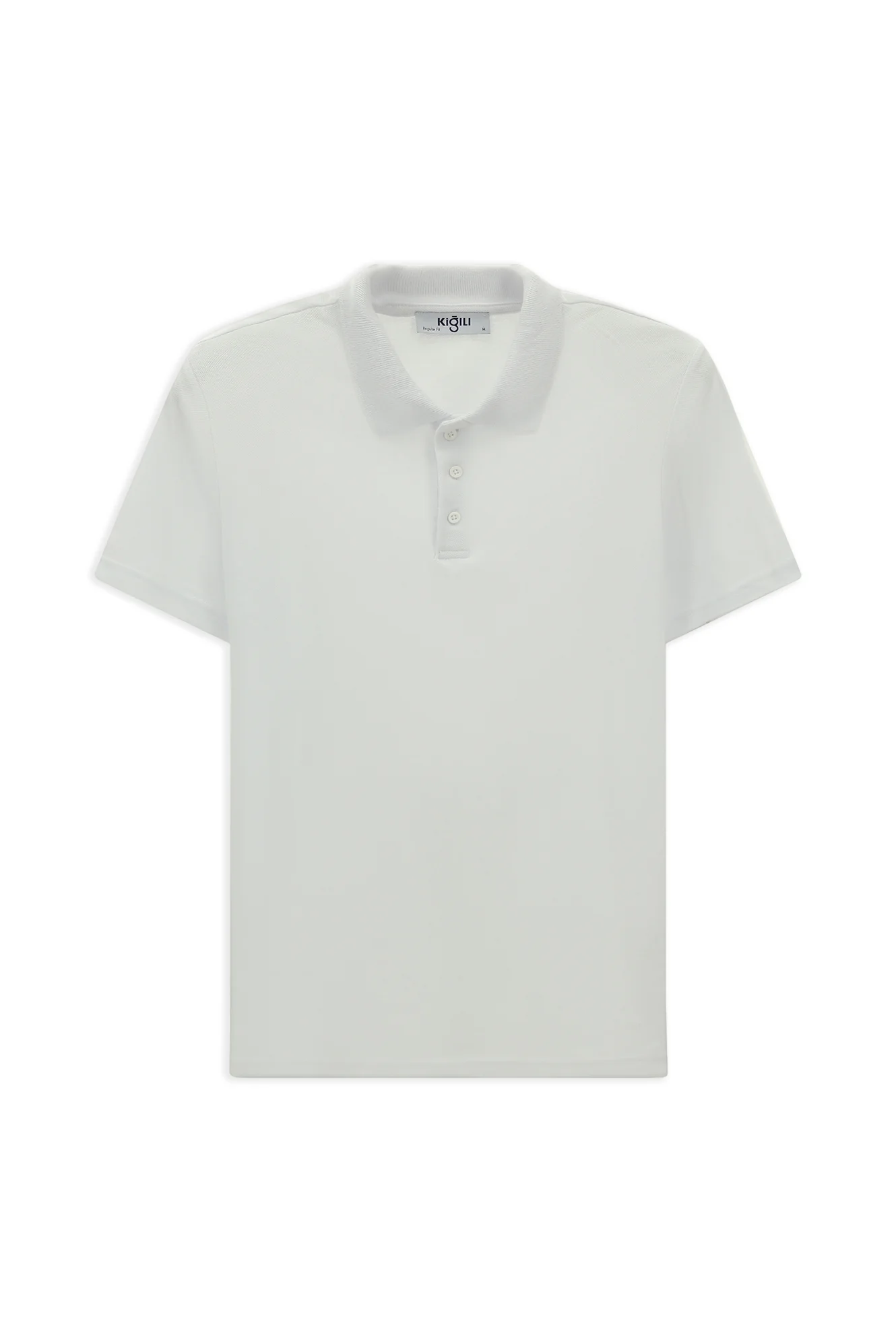 Beyaz Polo Yaka Regular Fit Nakışlı Pamuklu Tişört - Image 4