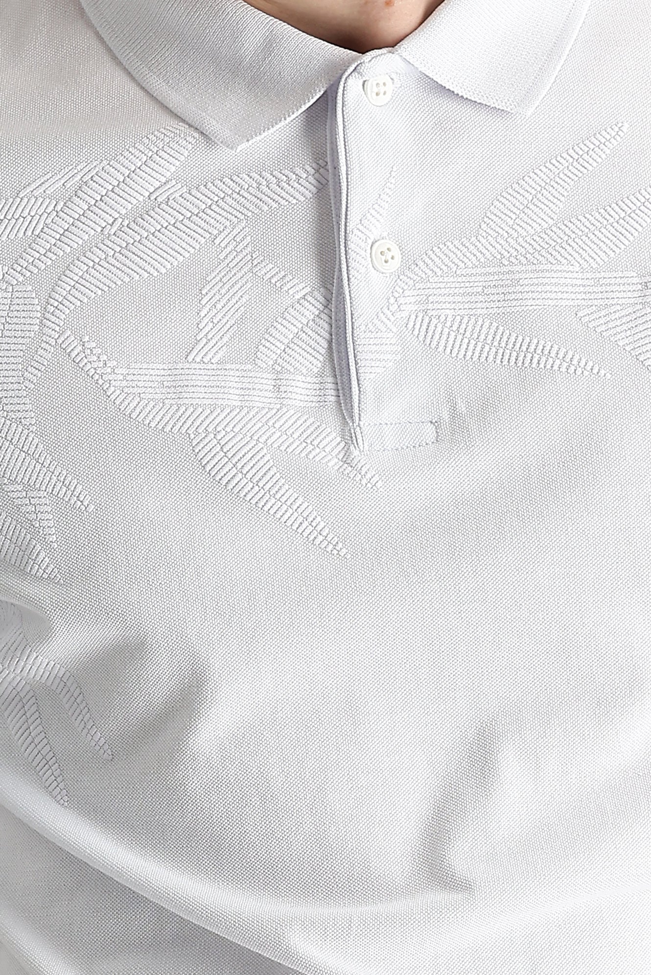 Beyaz Polo Yaka Slim Fit Tişört - Image 4