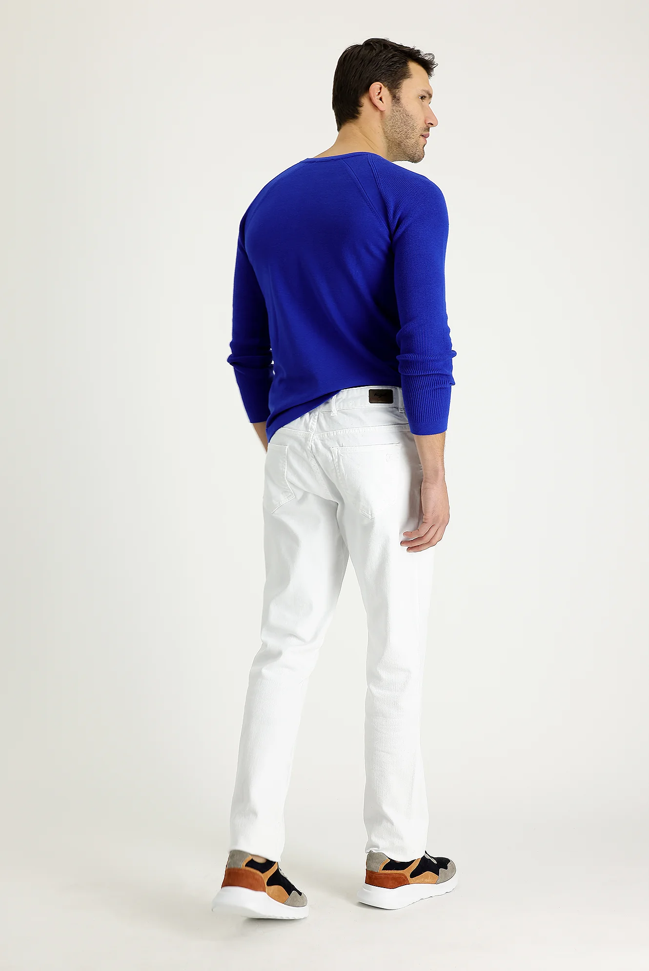 Beyaz Regular Fit Standart Kesim Likralı Kanvas / Chino Pantolon - Image 3
