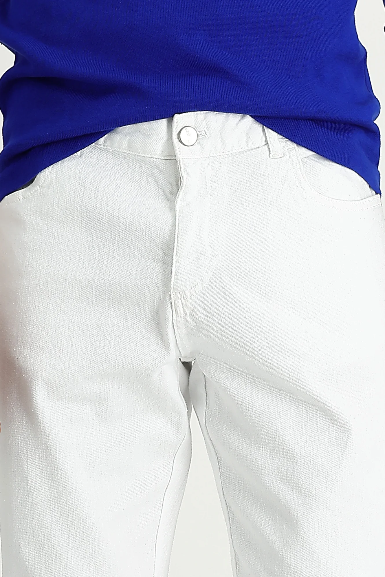 Beyaz Regular Fit Standart Kesim Likralı Kanvas / Chino Pantolon - Image 4
