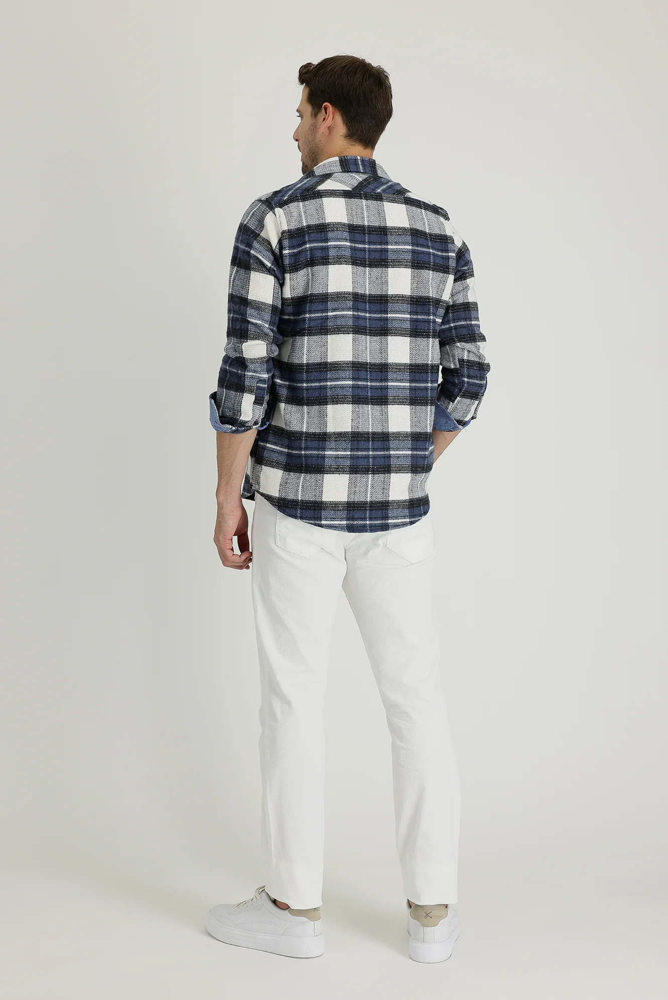 Beyaz Regular Fit Standart Kesim Likralı Kanvas / Chino Pantolon - Image 3