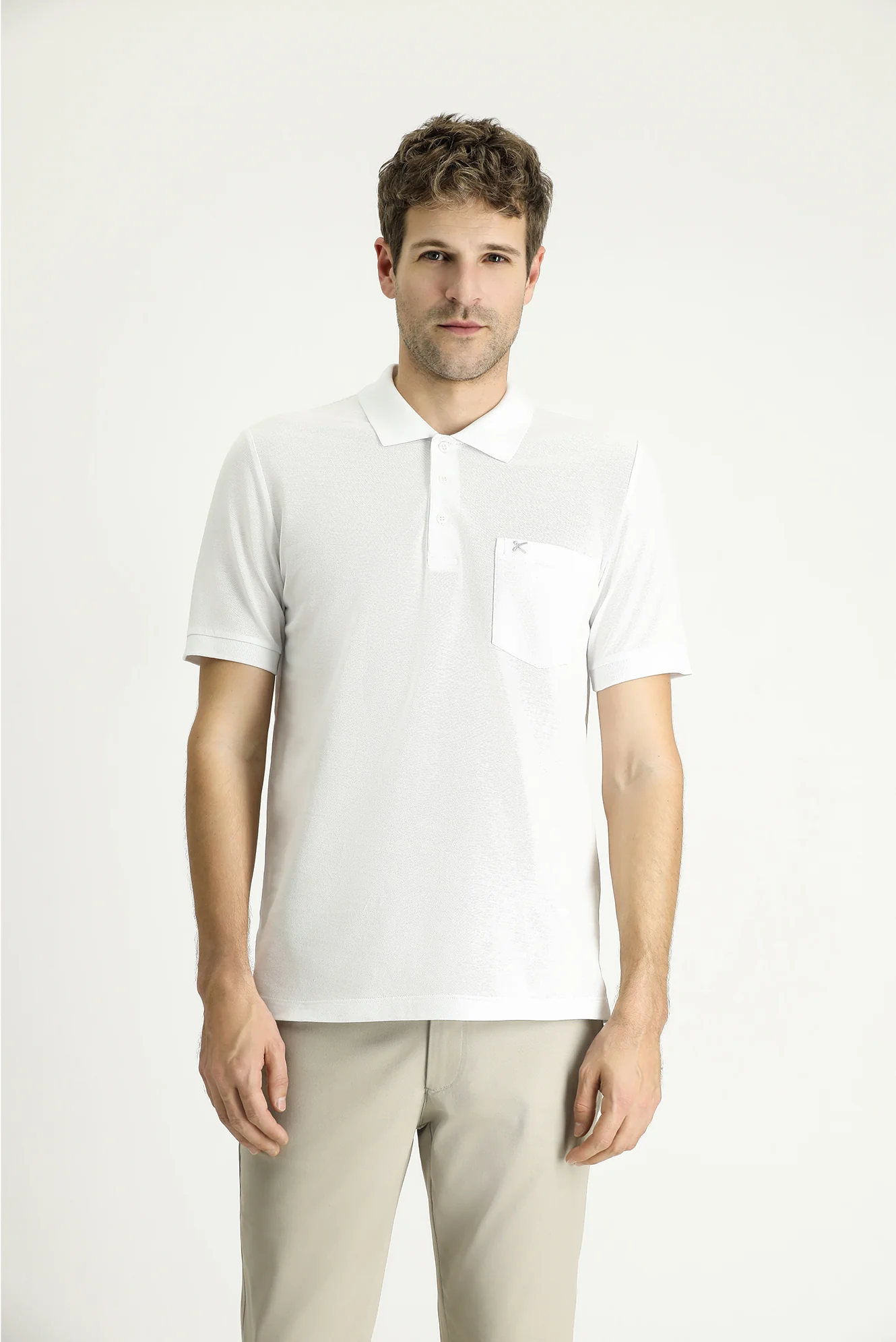 Beyaz Regular Fit Nakışlı Pamuk Polo Yaka Tişört - Image 3