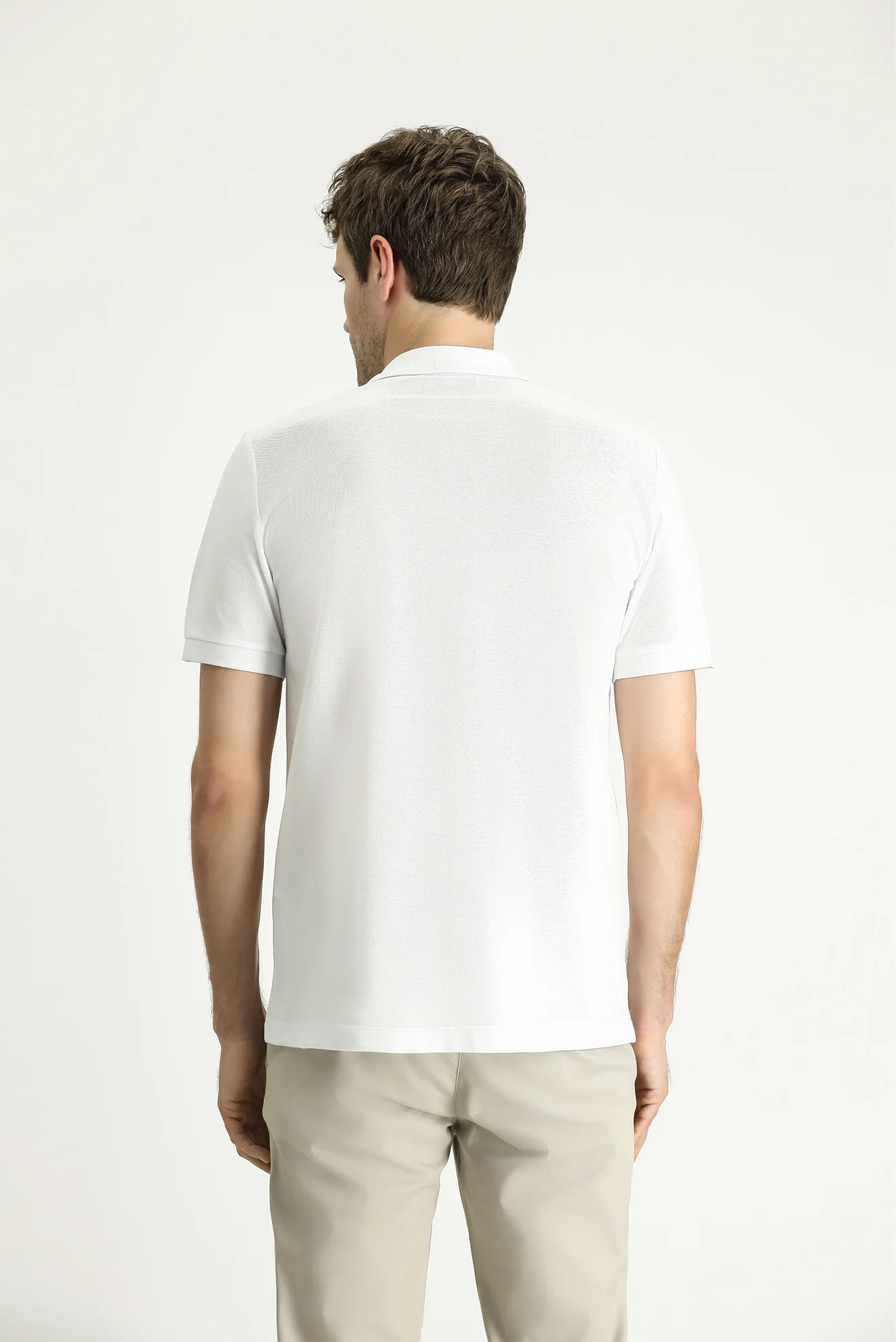 Beyaz Regular Fit Nakışlı Pamuk Polo Yaka Tişört - Image 4