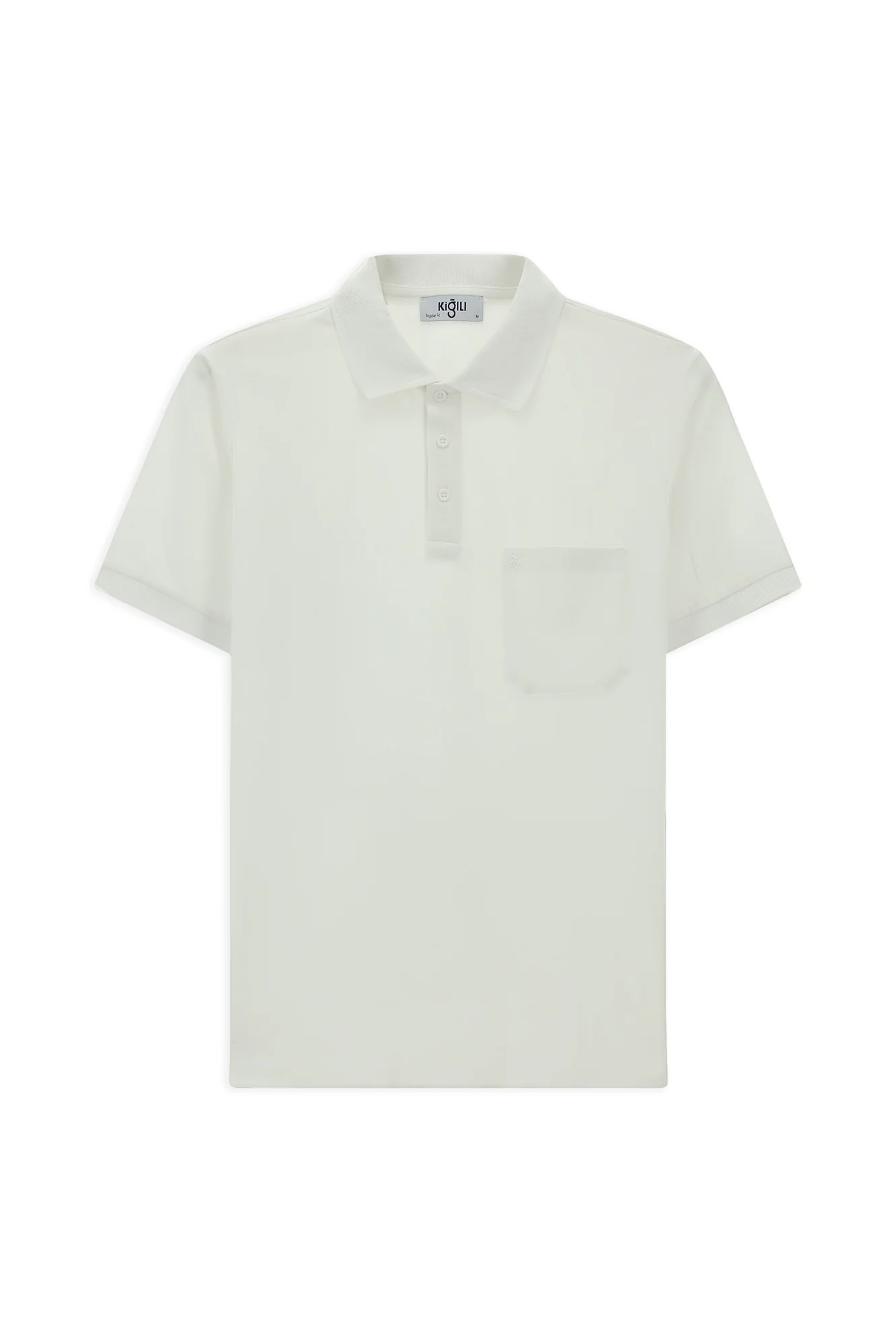 Beyaz Regular Fit Pamuk Nakışlı Cepli Kıvrılmaz Polo Yaka Tişört - Image 8
