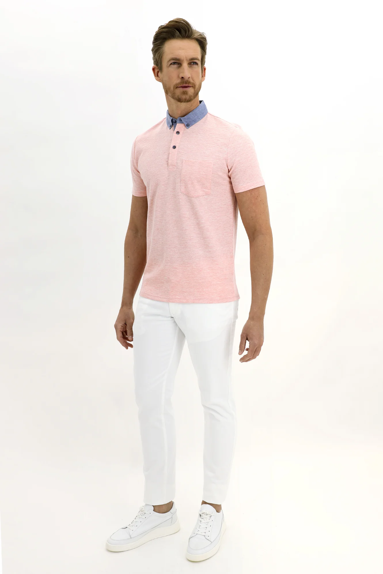 Beyaz Relaxed Fit Rahat Kesim Likralı Kanvas / Chino Pantolon