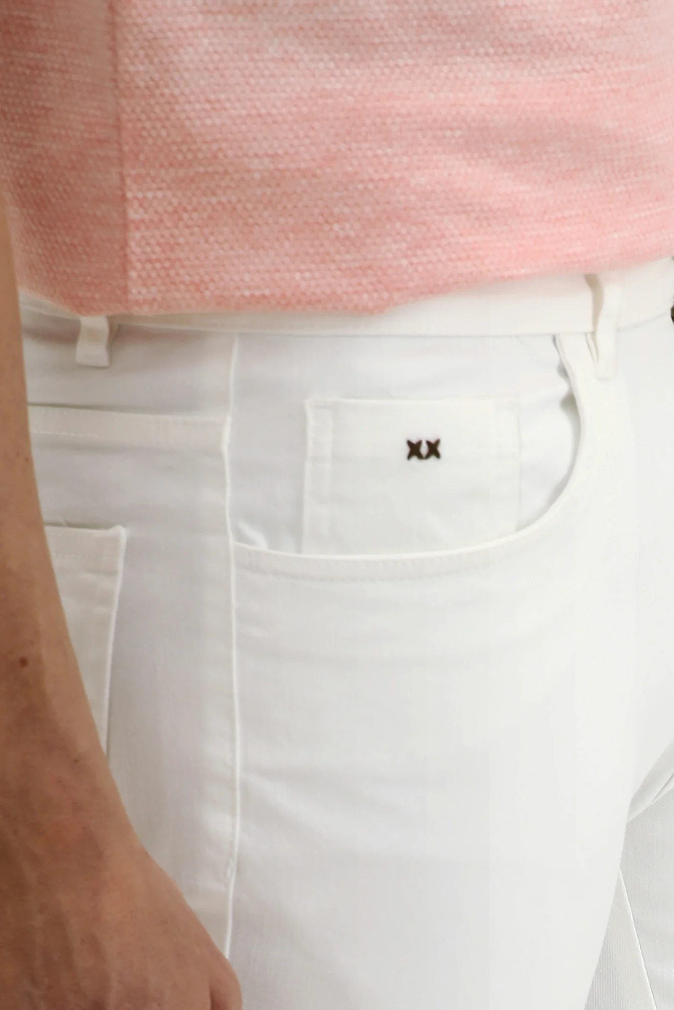 Beyaz Relaxed Fit Rahat Kesim Likralı Kanvas / Chino Pantolon - Image 3