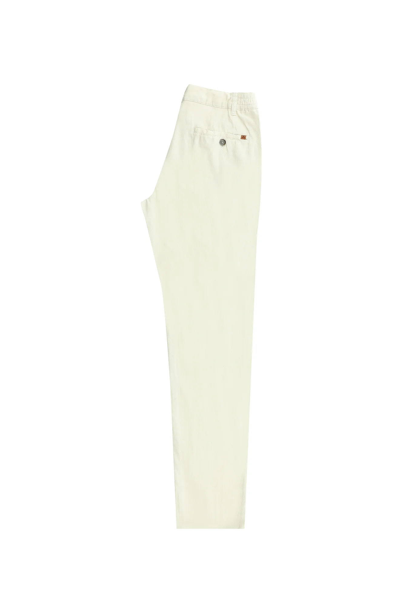 Beyaz Slim Fit Dar Kesim Beli Lastikli Pamuklu Keten Karışımlı Kanvas / Chino Pantolon - Image 3