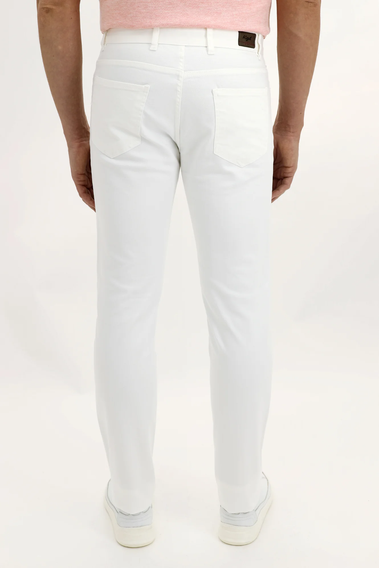 Beyaz Slim Fit Dar Kesim Likralı Kanvas / Chino Pantolon - Image 4