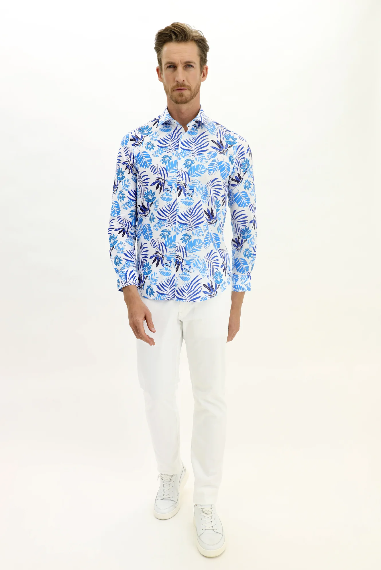Beyaz Slim Fit Dar Kesim Likralı Kanvas / Chino Pantolon