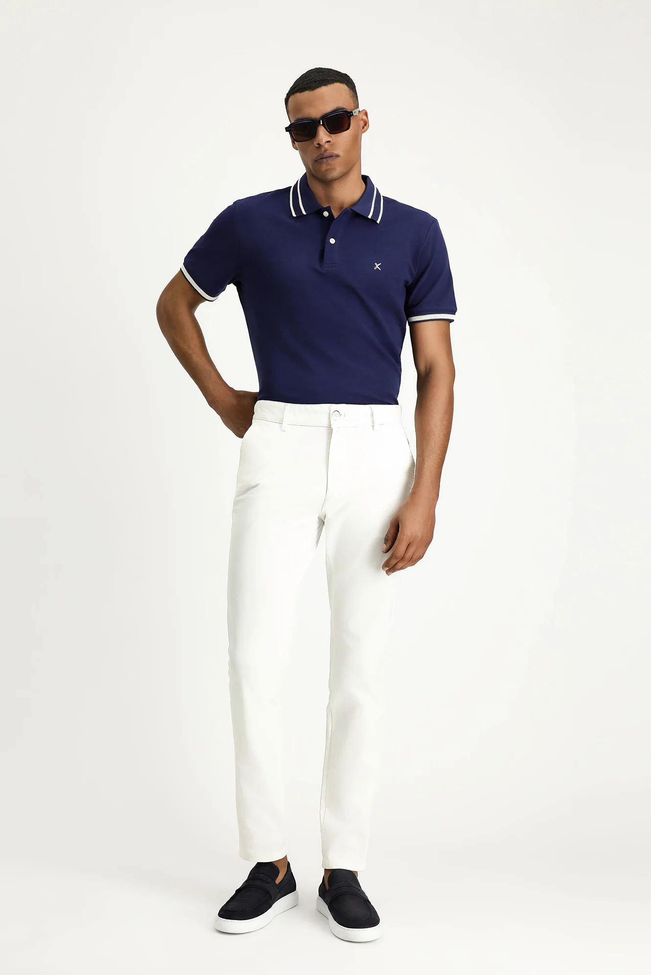 Beyaz Slim Fit Dar Kesim Likralı Kanvas / Chino Pantolon