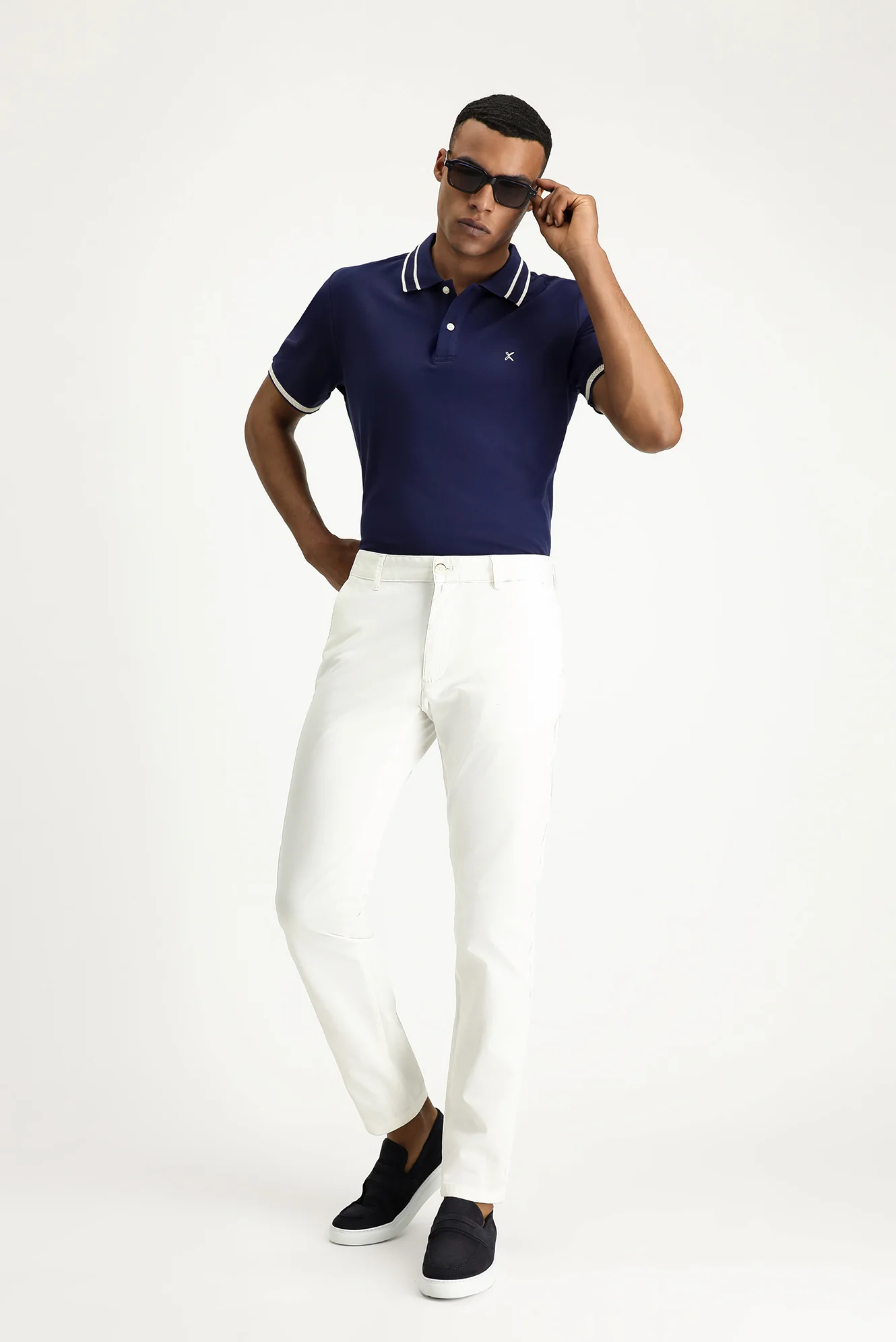 Beyaz Slim Fit Dar Kesim Likralı Kanvas / Chino Pantolon - Image 2
