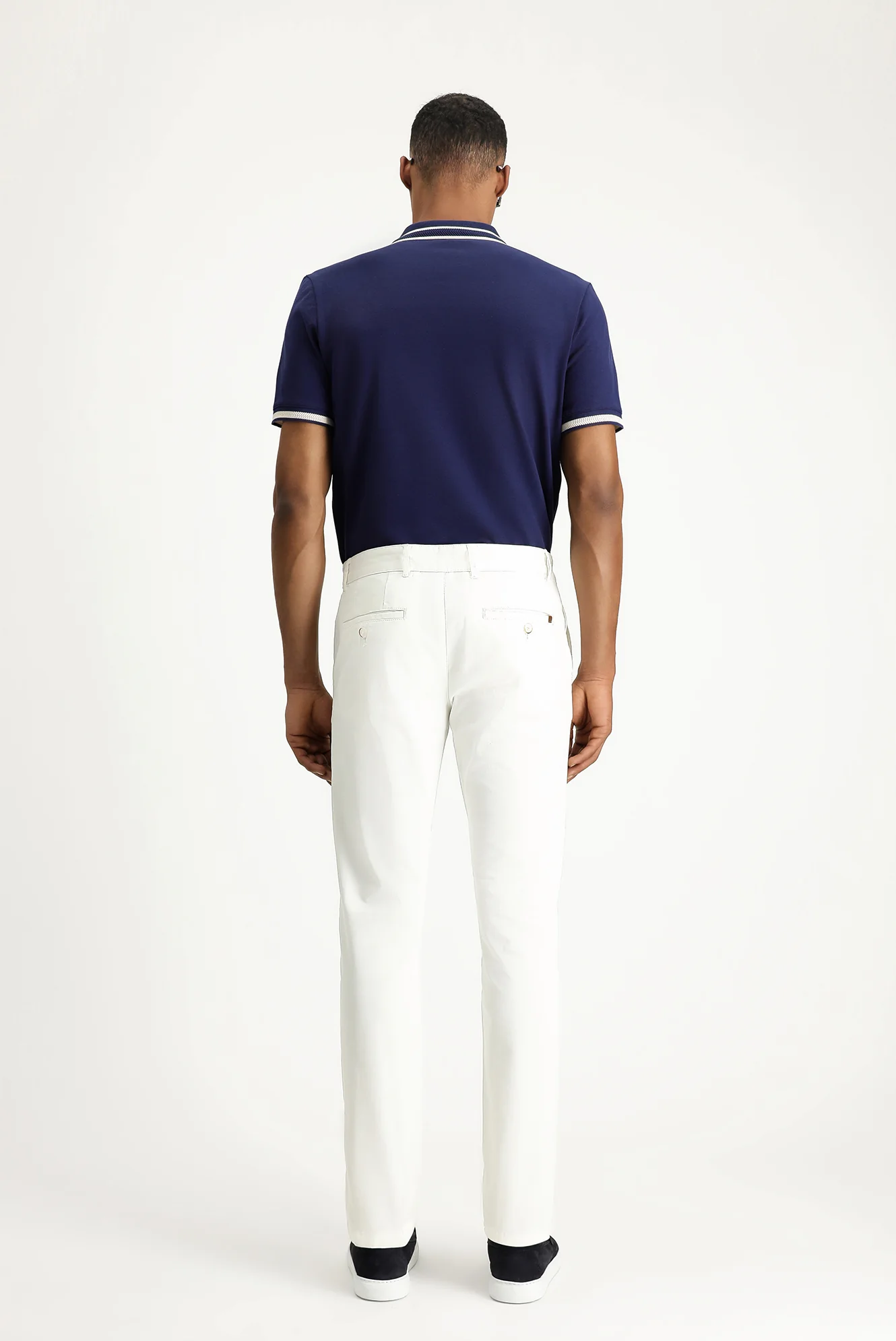 Beyaz Slim Fit Dar Kesim Likralı Kanvas / Chino Pantolon - Image 3