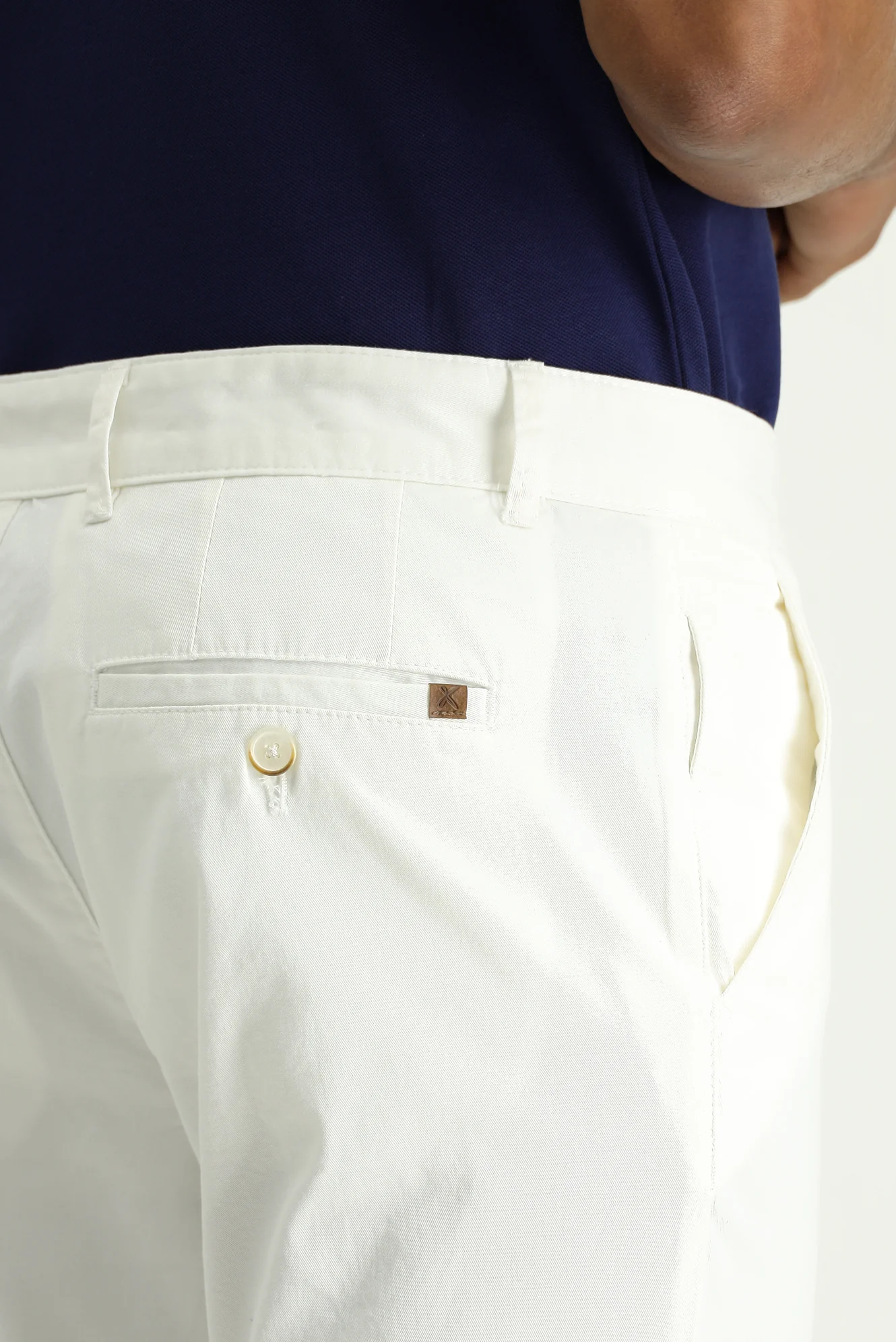 Beyaz Slim Fit Dar Kesim Likralı Kanvas / Chino Pantolon - Image 5