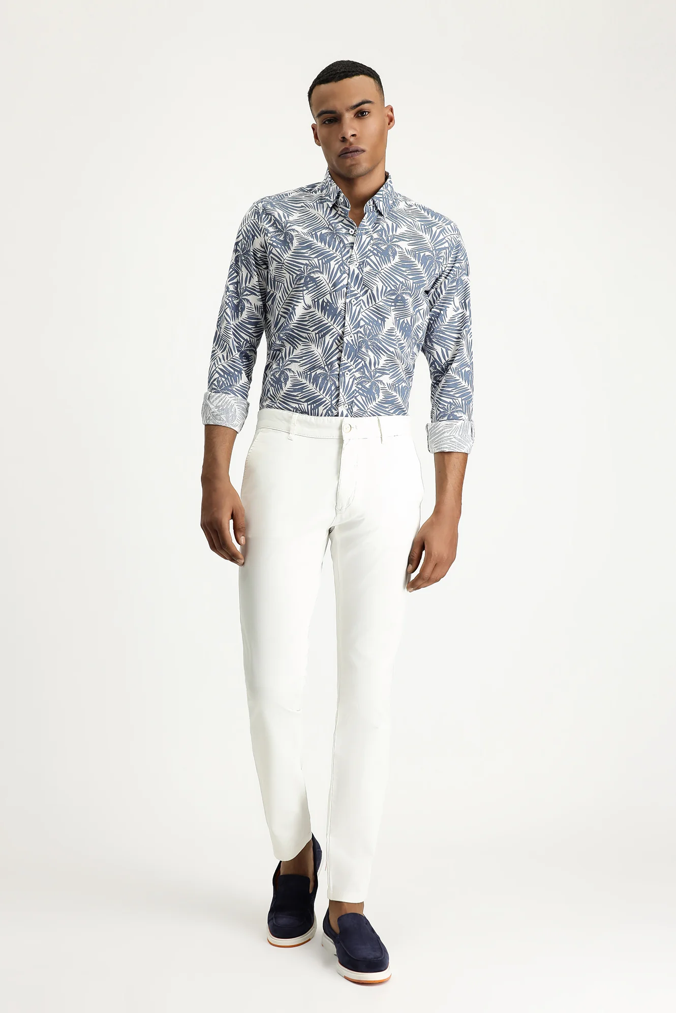 Beyaz Slim Fit Dar Kesim Likralı Kanvas / Chino Pantolon - Image 6