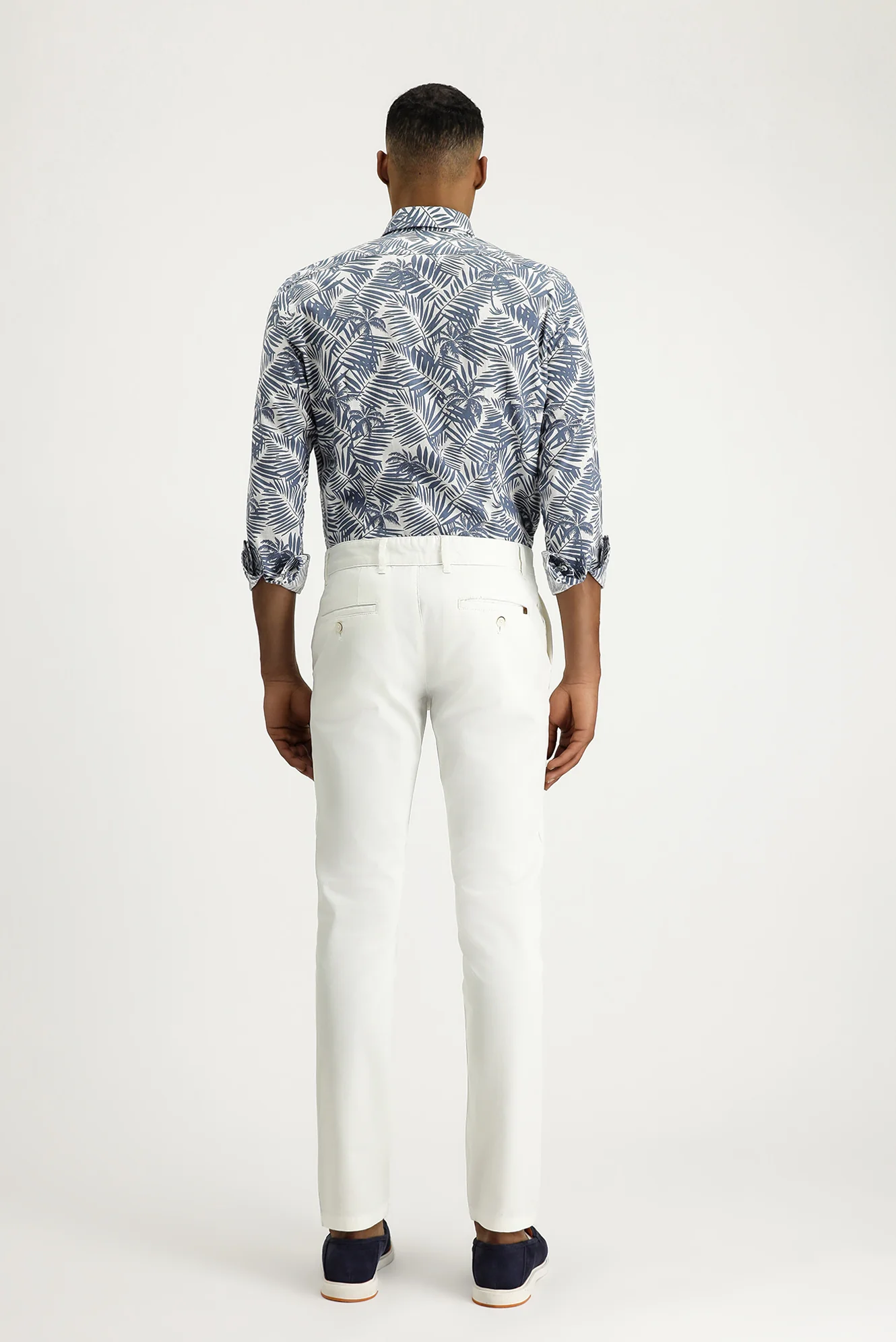 Beyaz Slim Fit Dar Kesim Likralı Kanvas / Chino Pantolon - Image 8