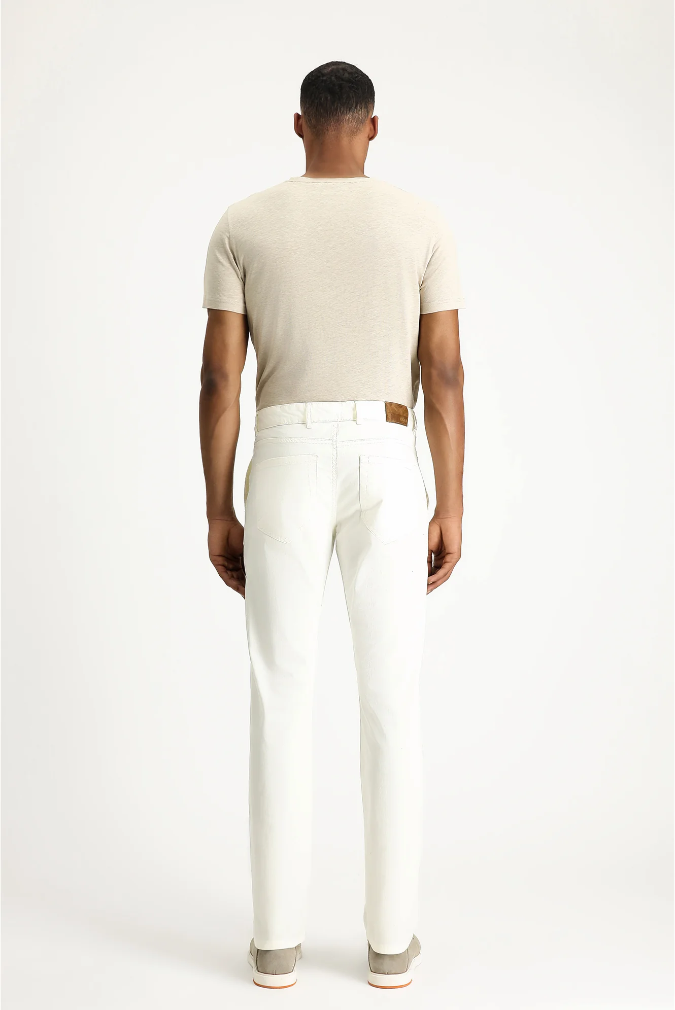 Beyaz Slim Fit Dar Kesim Likralı Kanvas / Chino Pantolon - Image 3
