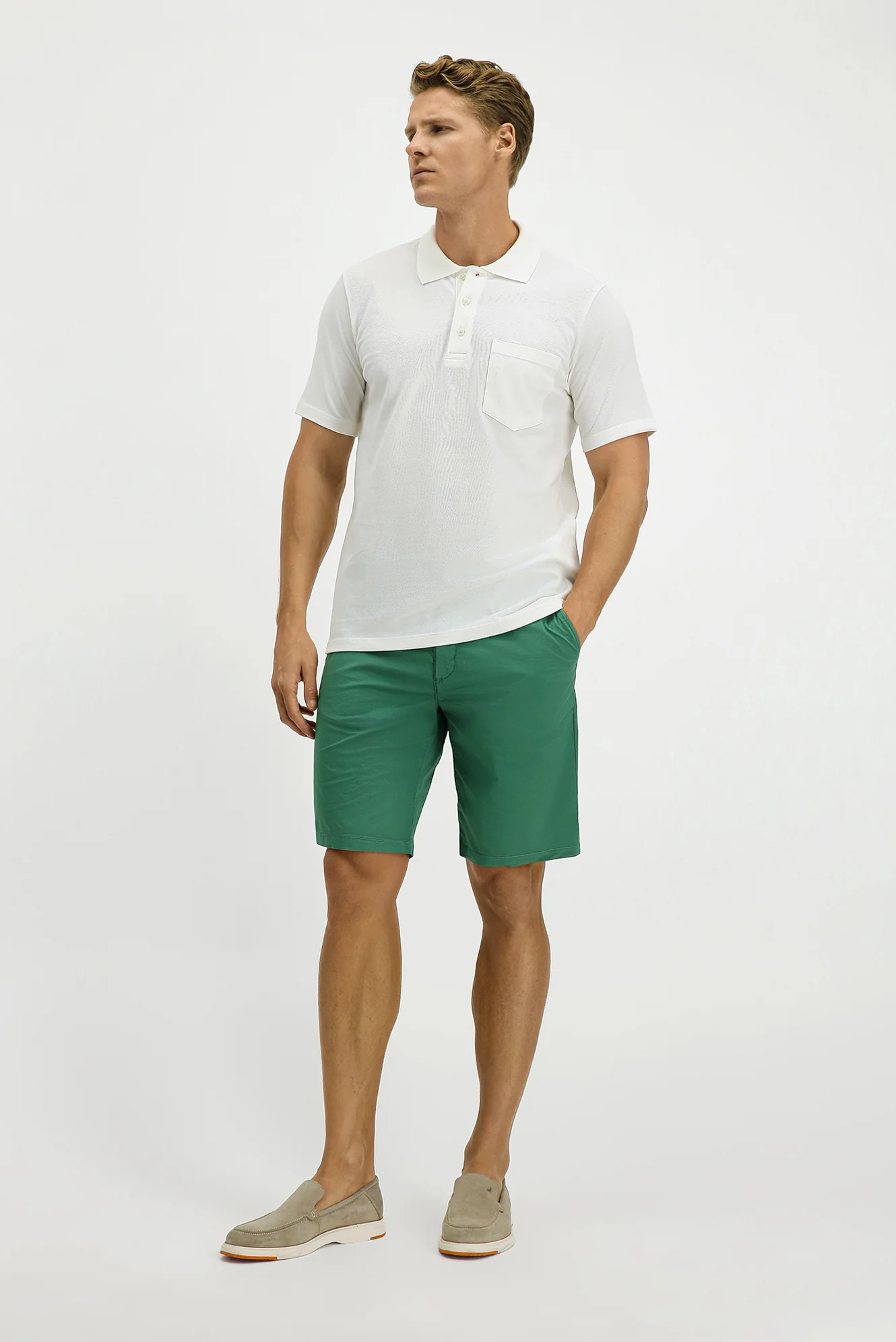 Beyaz Slim Fit Dar Kesim Pamuk Cepli Polo Yaka Tişört - Image 2