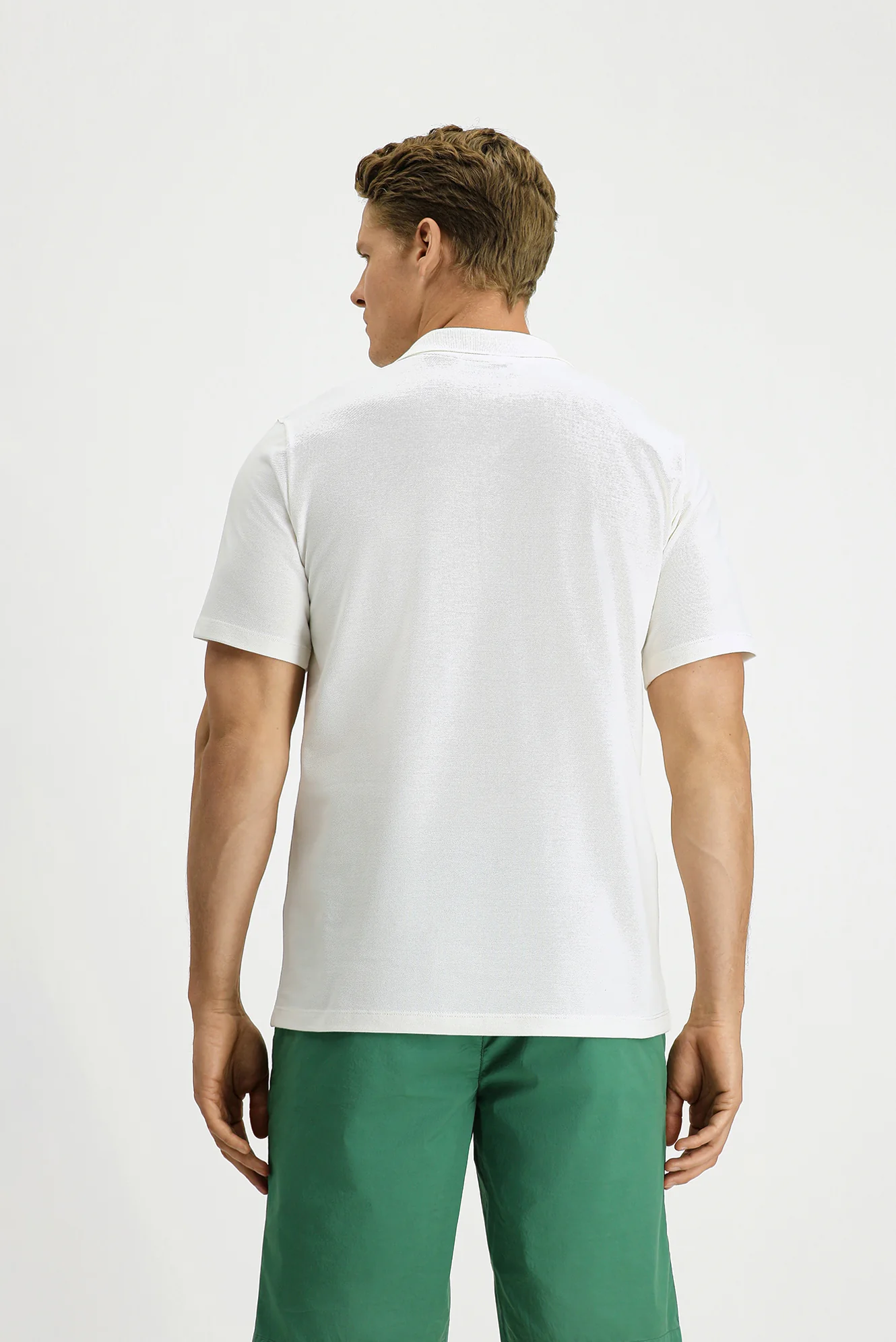 Beyaz Slim Fit Dar Kesim Pamuk Cepli Polo Yaka Tişört - Image 4