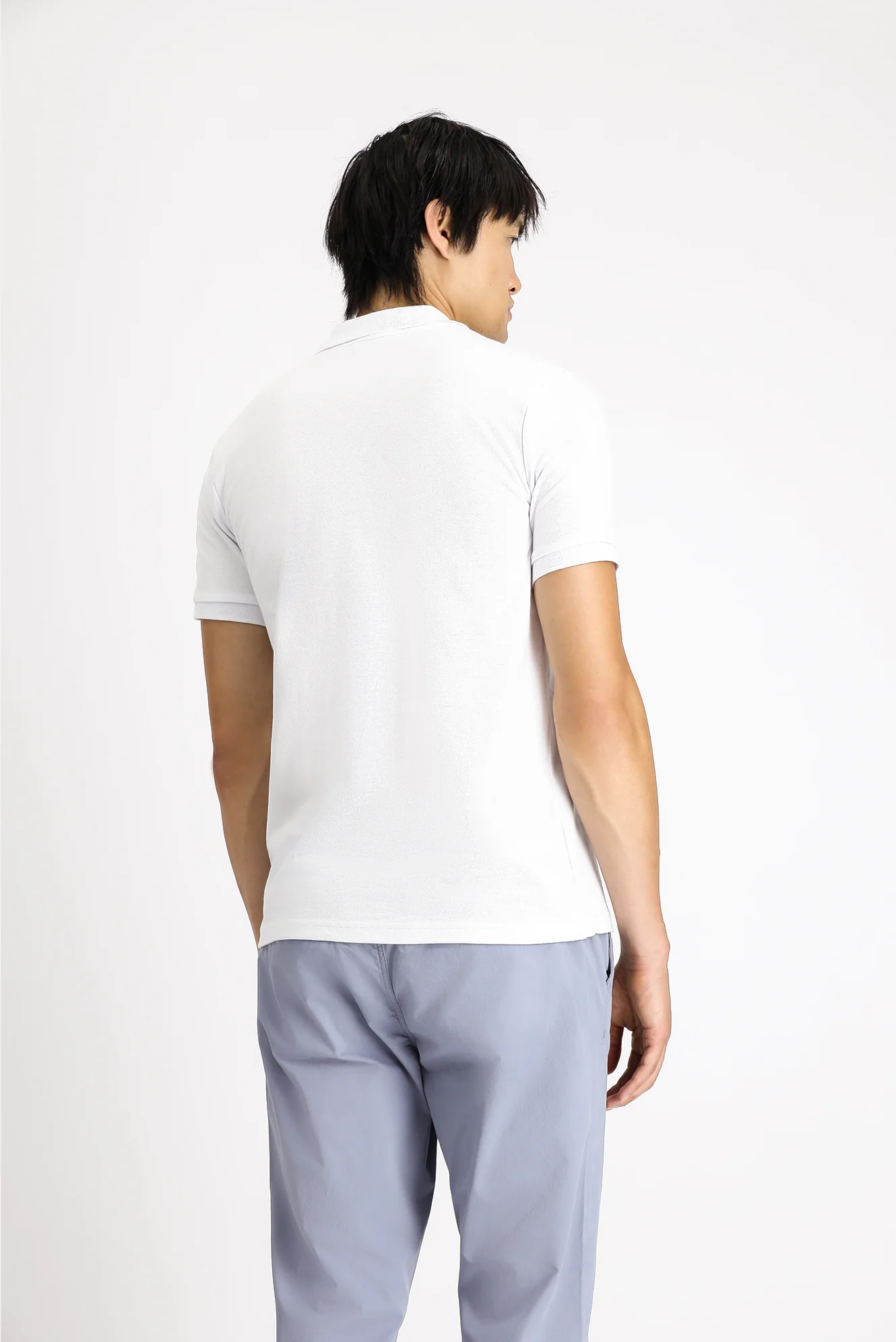 Beyaz Slim Fit Dar Kesim Pamuk Polo Yaka Tişört - Image 4