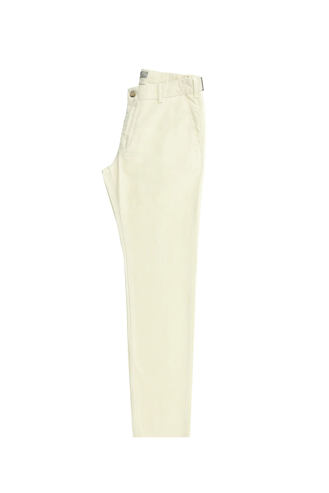 Beyaz Slim Fit Dar Kesim Tokalı Pamuklu Kanvas / Chino Pantolon