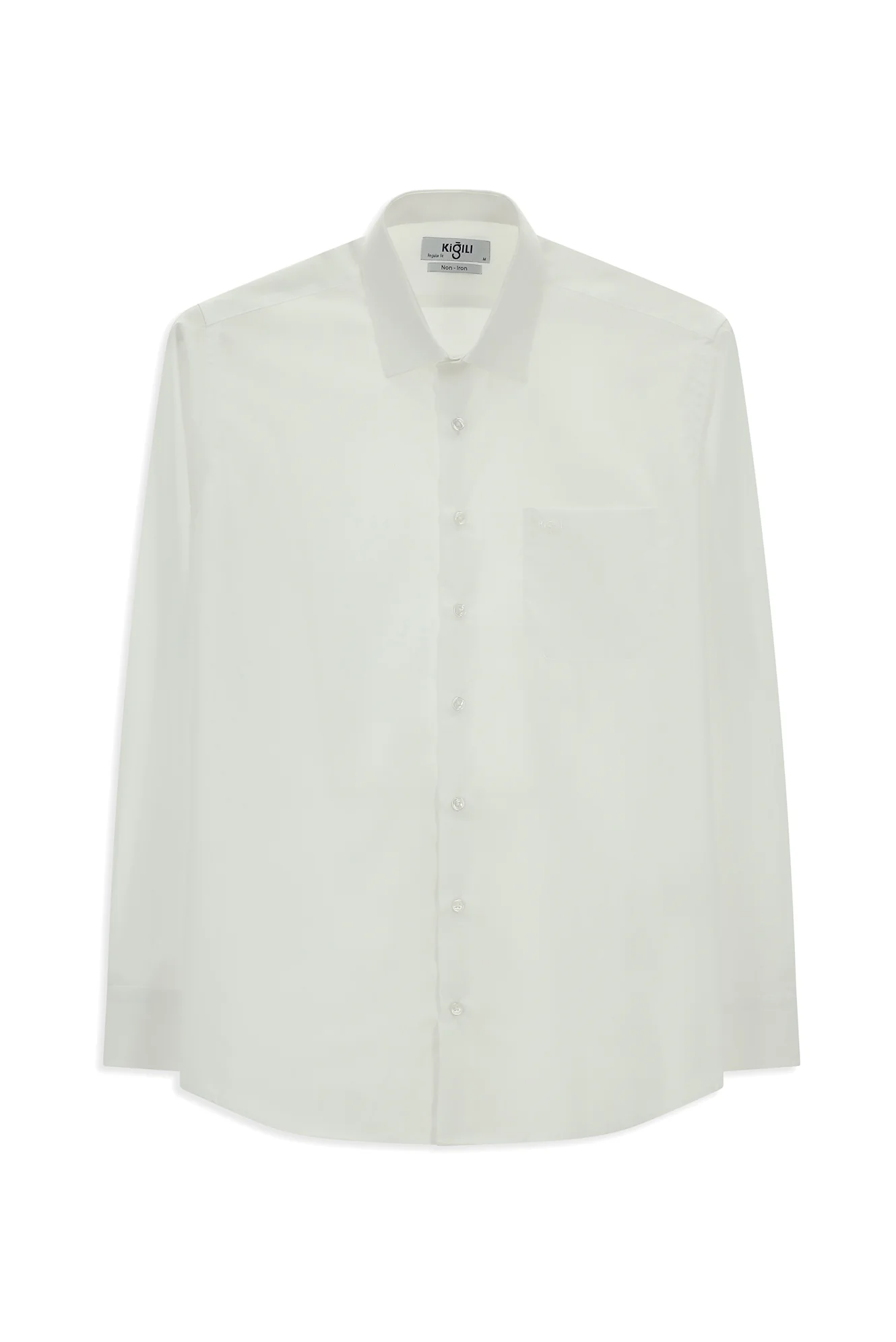Beyaz Uzun Kol Regular Fit Klasik Yaka Cepli Pamuklu Non Iron Ütü Gerektirmeyen Gömlek - Image 11