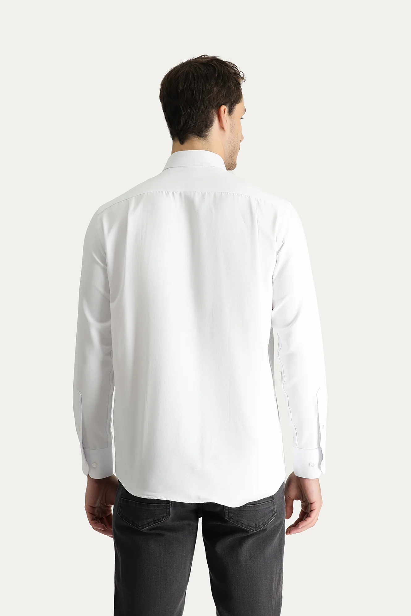 Beyaz Uzun Kol Regular Fit Oxford Pamuklu Gömlek - Image 4
