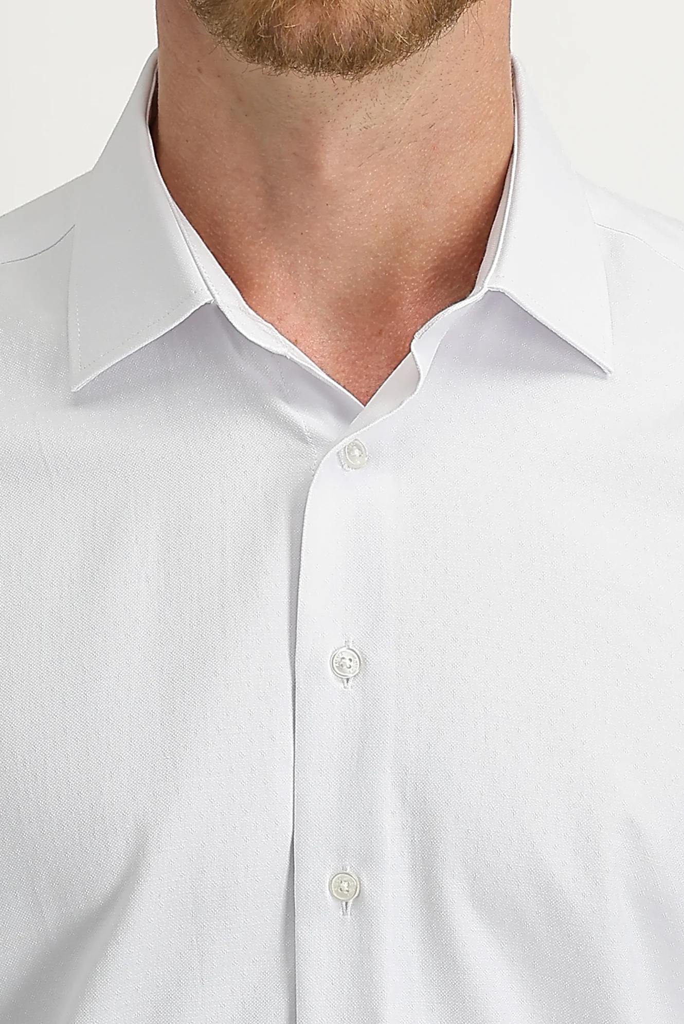 Beyaz Uzun Kol Slim Fit Dar Kesim Desenli Gömlek - Image 3