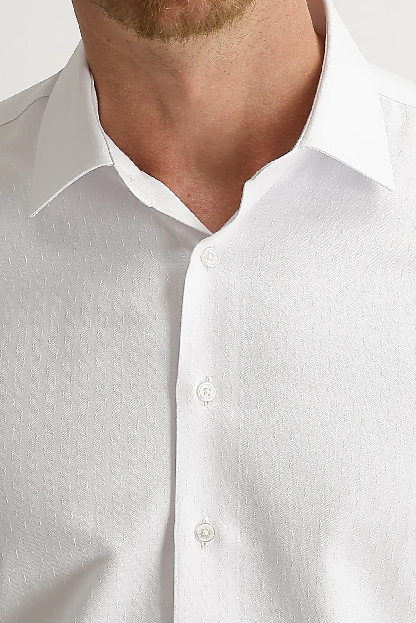Beyaz Uzun Kol Slim Fit Dar Kesim Desenli Gömlek - Image 3