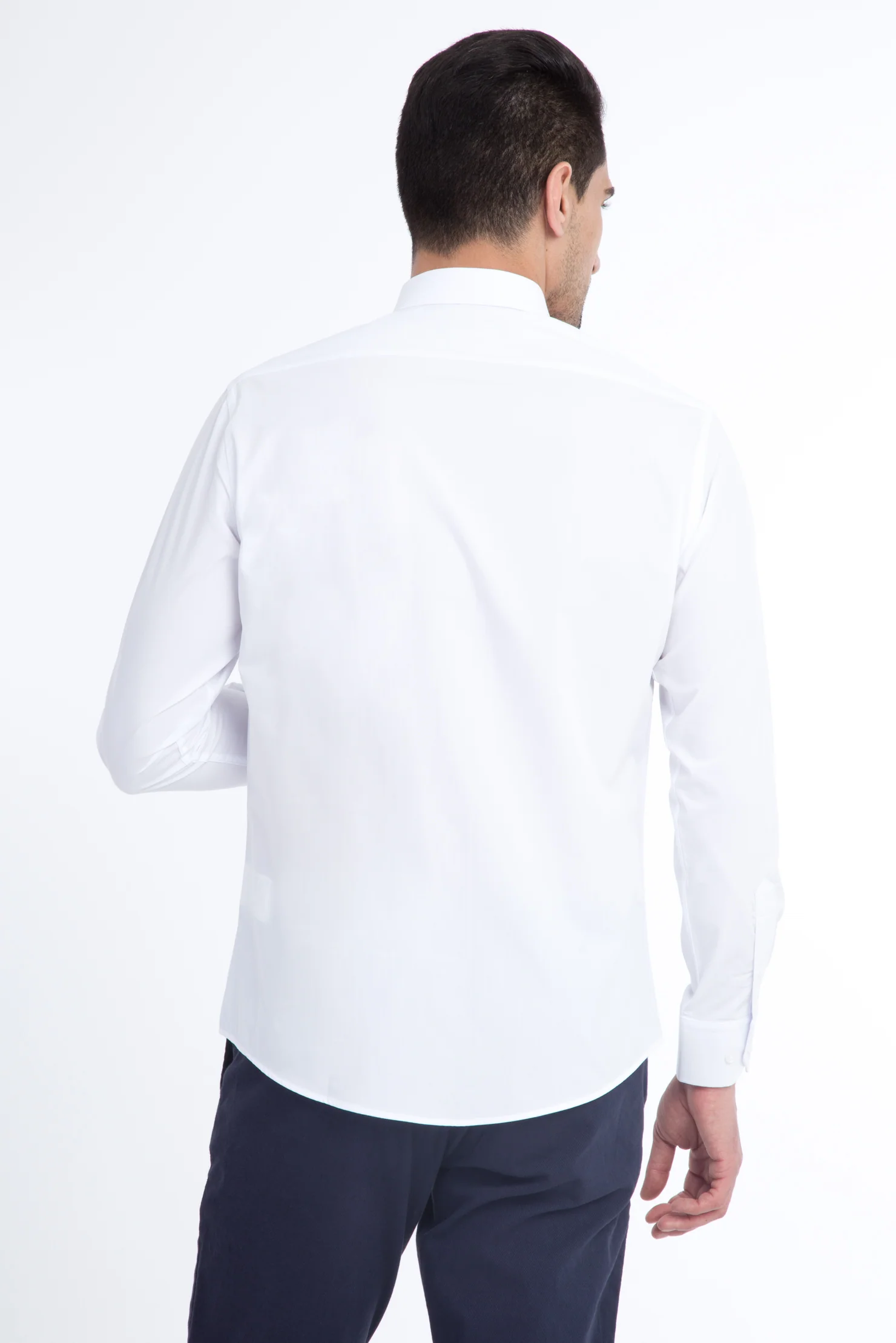 Beyaz Uzun Kol Slim Fit Dar Kesim Gömlek - Image 3