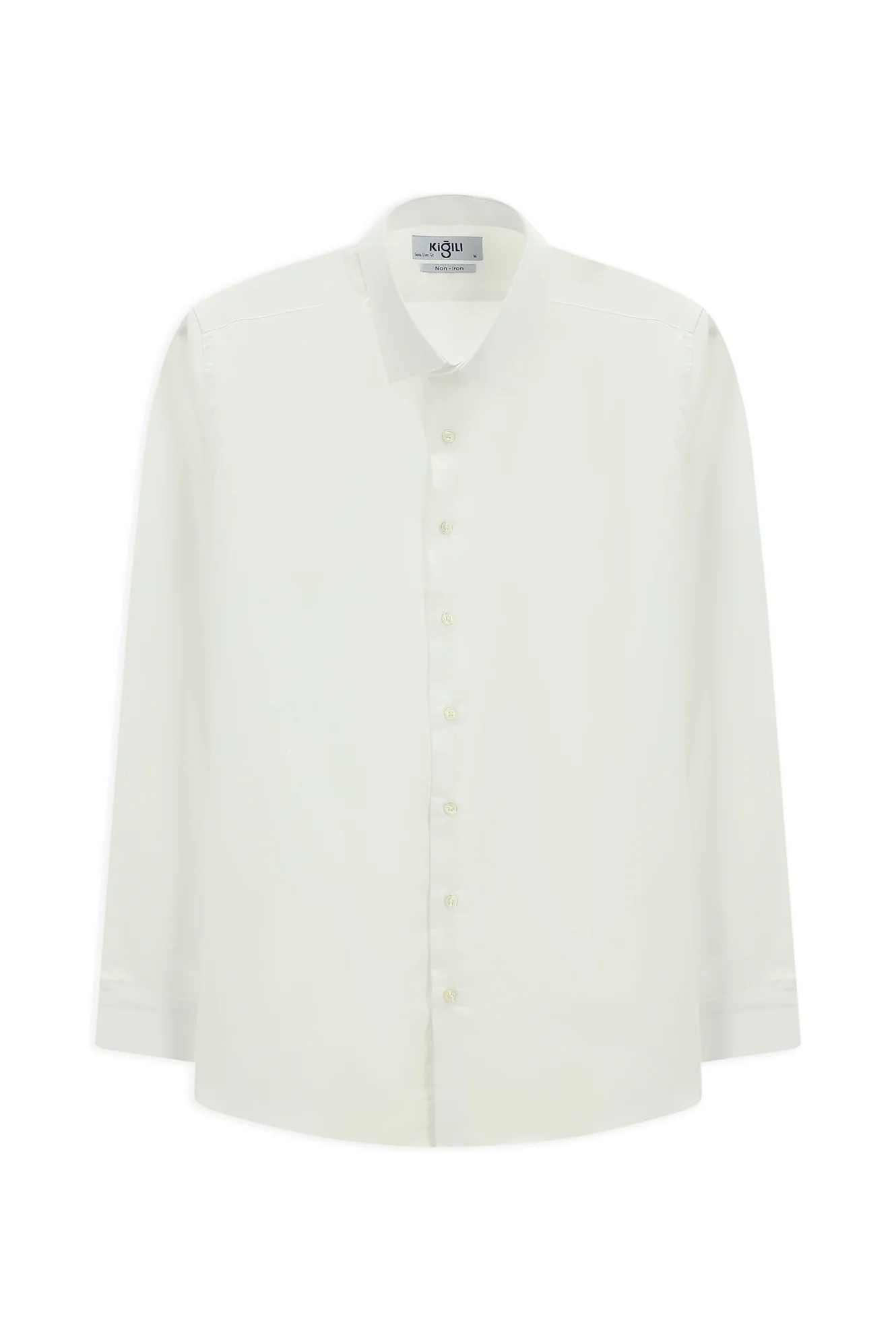 Beyaz Uzun Kol Slim Fit Dar Kesim Klasik Non Iron Pamuklu Gömlek - Image 8