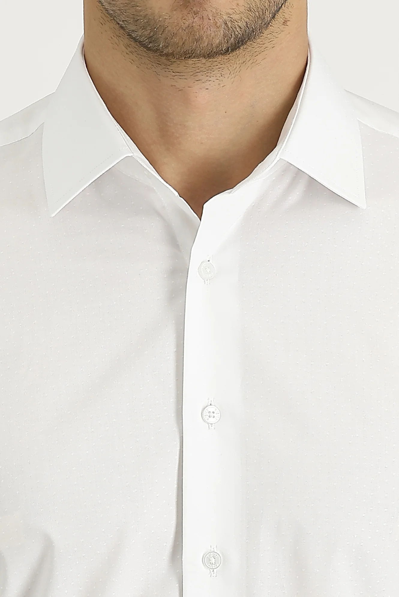 Beyaz Uzun Kol Slim Fit Dar Kesim Manşetli Pamuk Gömlek - Image 3