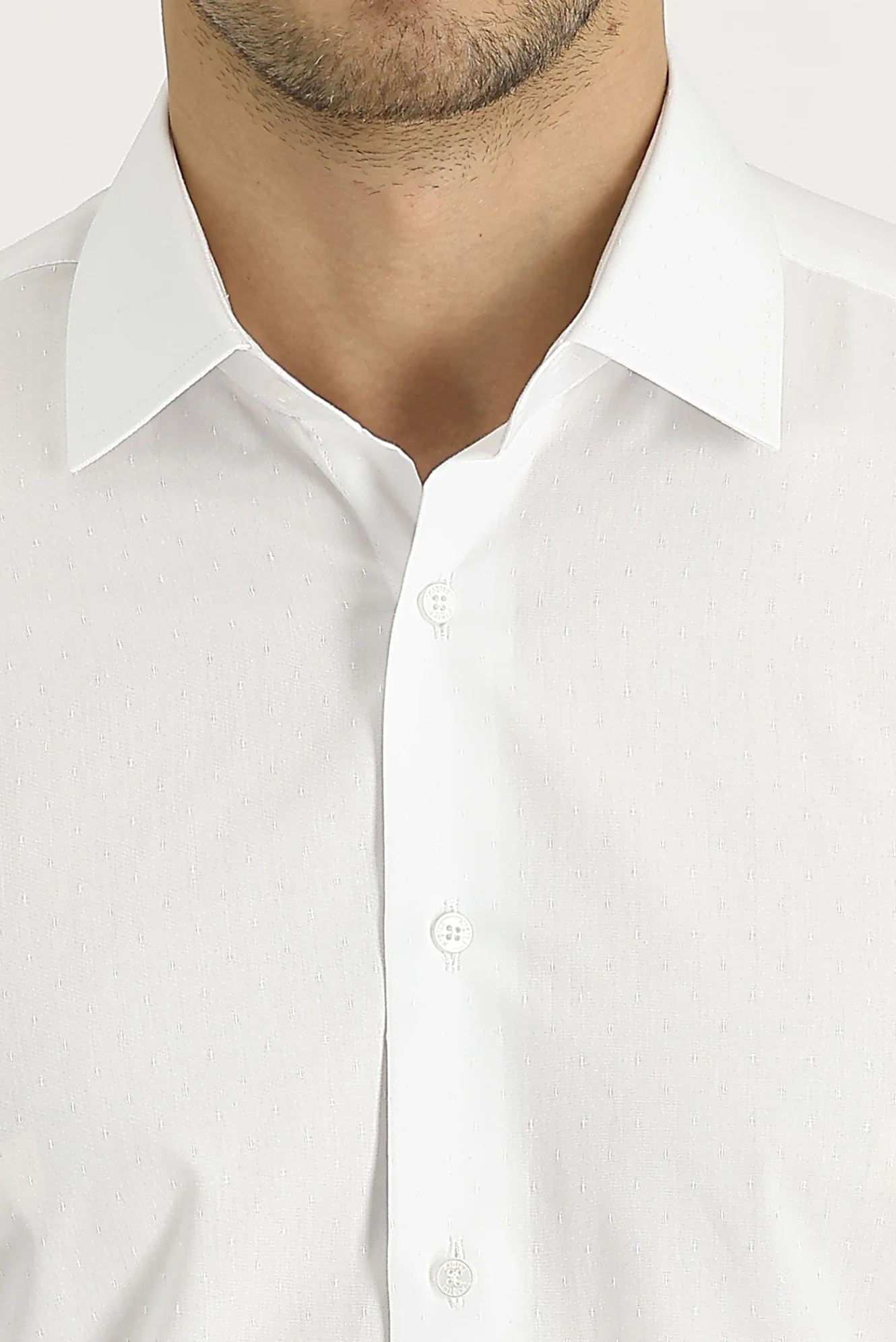 Beyaz Uzun Kol Slim Fit Dar Kesim Manşetli Pamuk Gömlek - Image 3