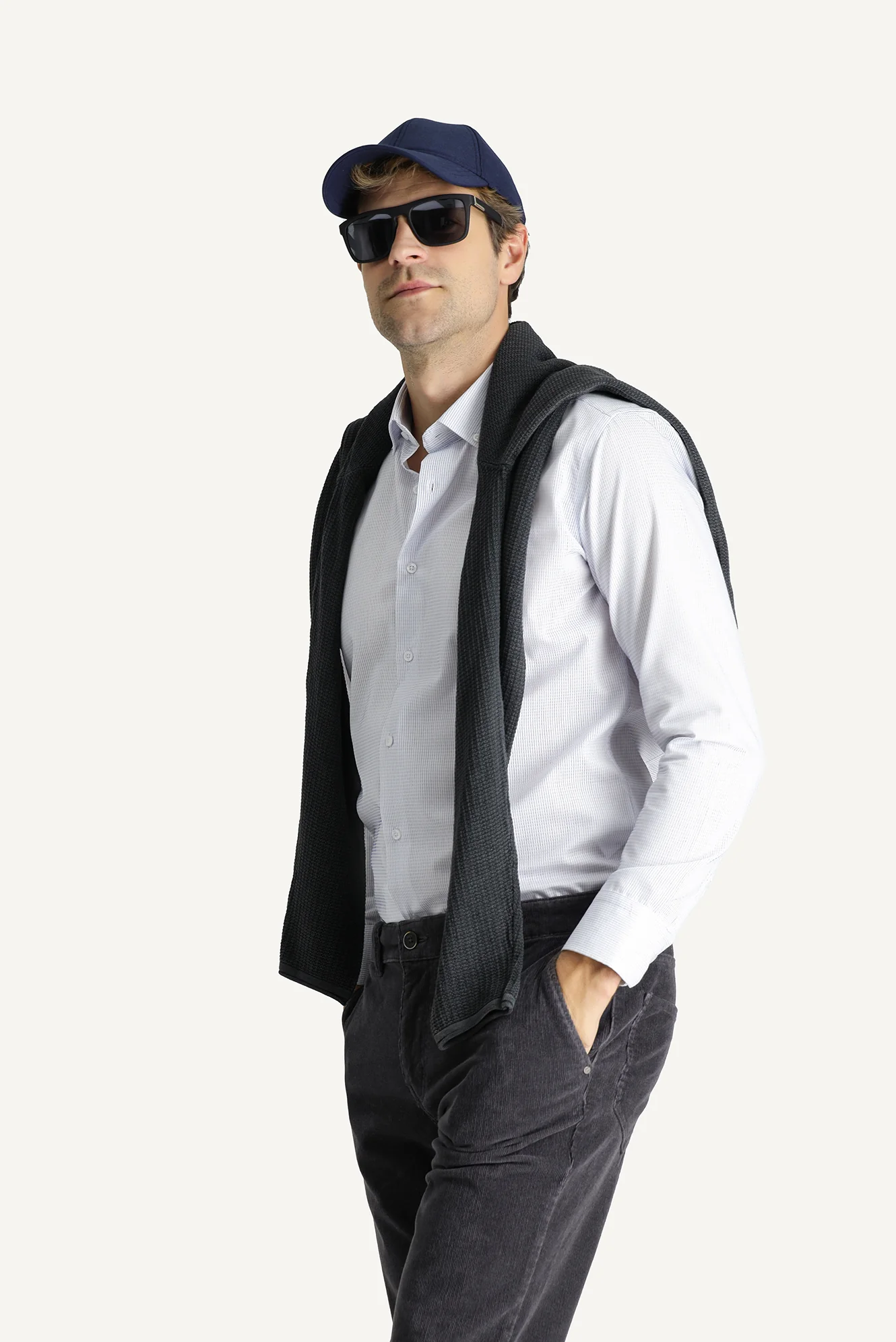 Beyaz Uzun Kol Slim Fit Dar Kesim Non Iron Çizgili Pamuklu Gömlek - Image 2