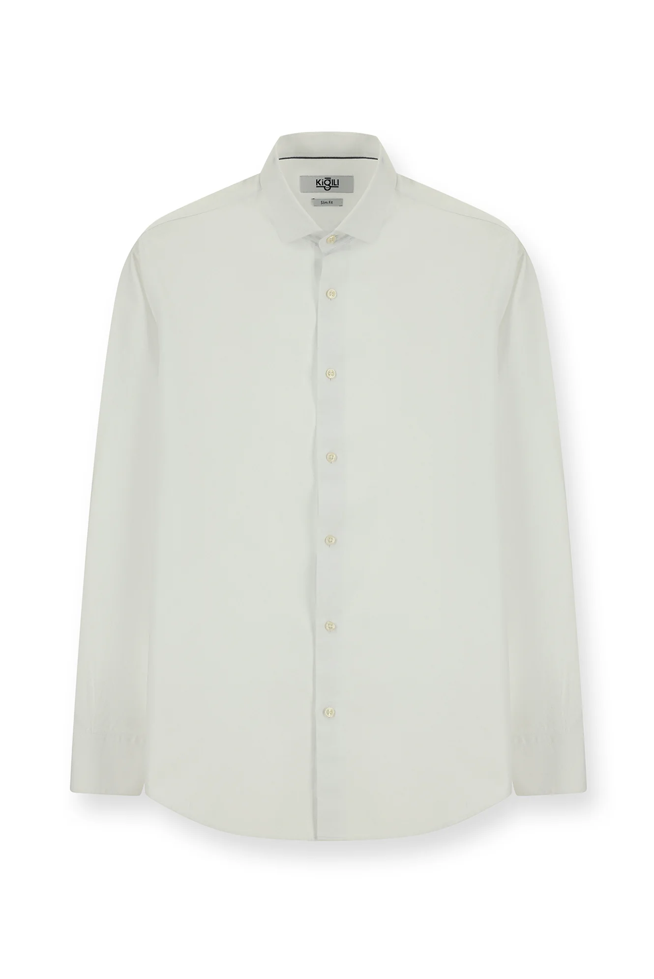 Beyaz Uzun Kol Slim Fit Dar Kesim Non Iron Desenli Klasik Pamuk Gömlek - Image 8