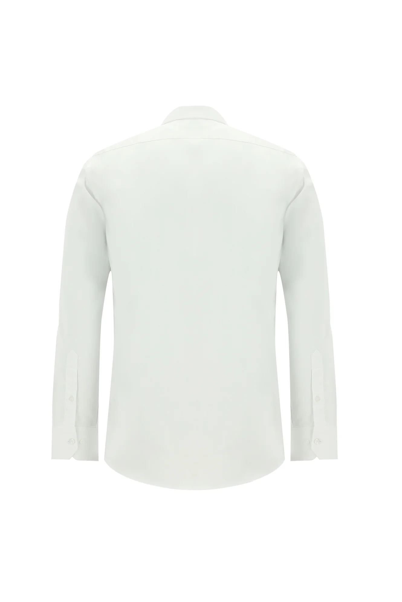 Beyaz Uzun Kol Slim Fit Dar Kesim Non Iron Saten Pamuklu Gömlek - Image 3