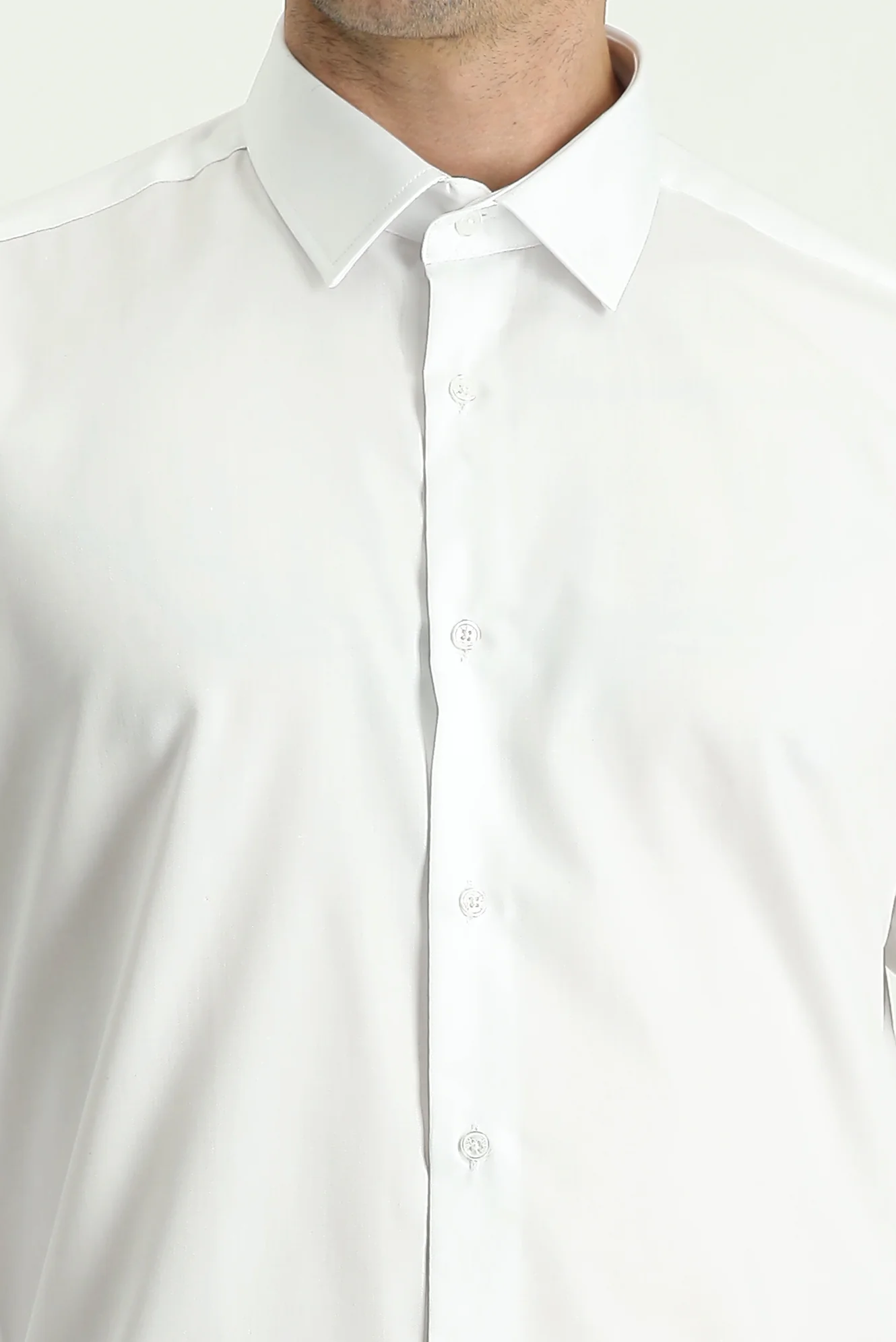 Beyaz Uzun Kol Slim Fit Dar Kesim Non Iron Saten Pamuklu Gömlek - Image 6