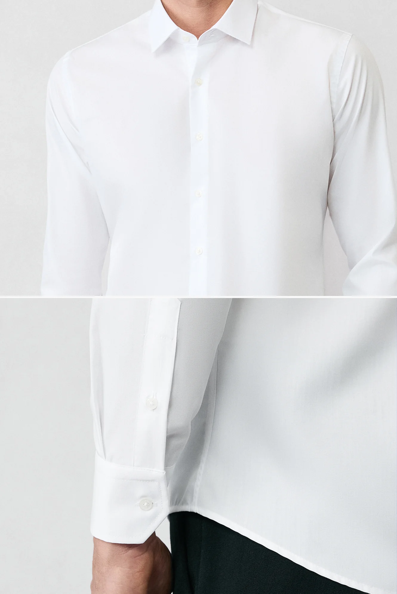 Beyaz Uzun Kol Slim Fit Non Iron Ütü Gerektirmeyen Pamuklu Klasik Gömlek - Image 4