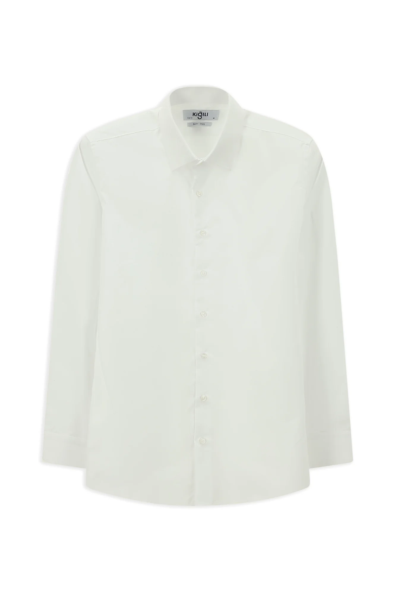 Beyaz Uzun Kol Slim Fit Non Iron Ütü Gerektirmeyen Pamuklu Klasik Gömlek - Image 9
