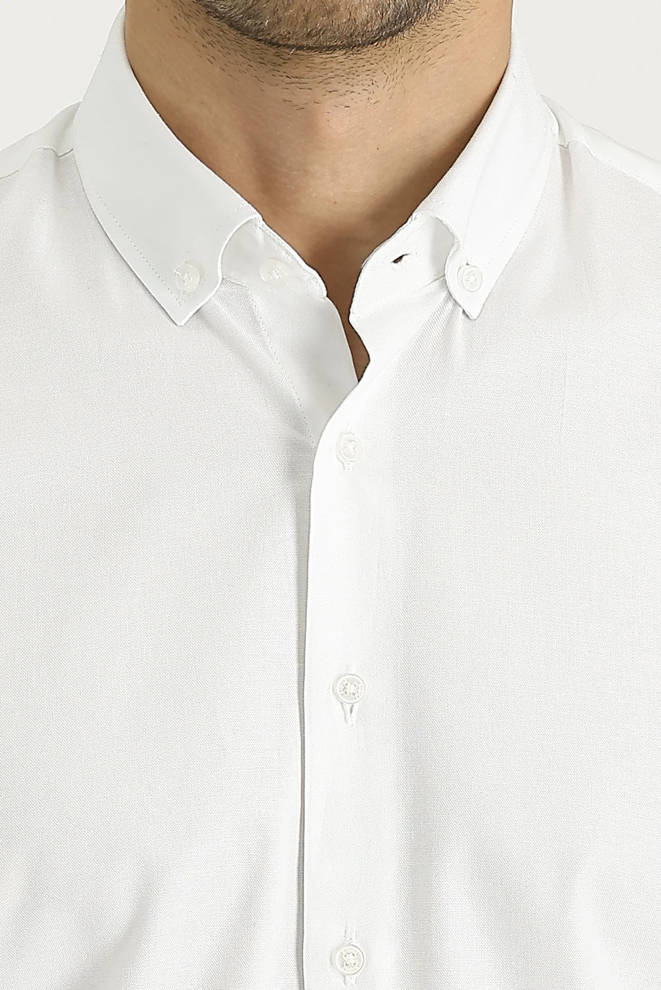 Beyaz Uzun Kol Slim Fit Dar Kesim Oxford Pamuk Gömlek - Image 3