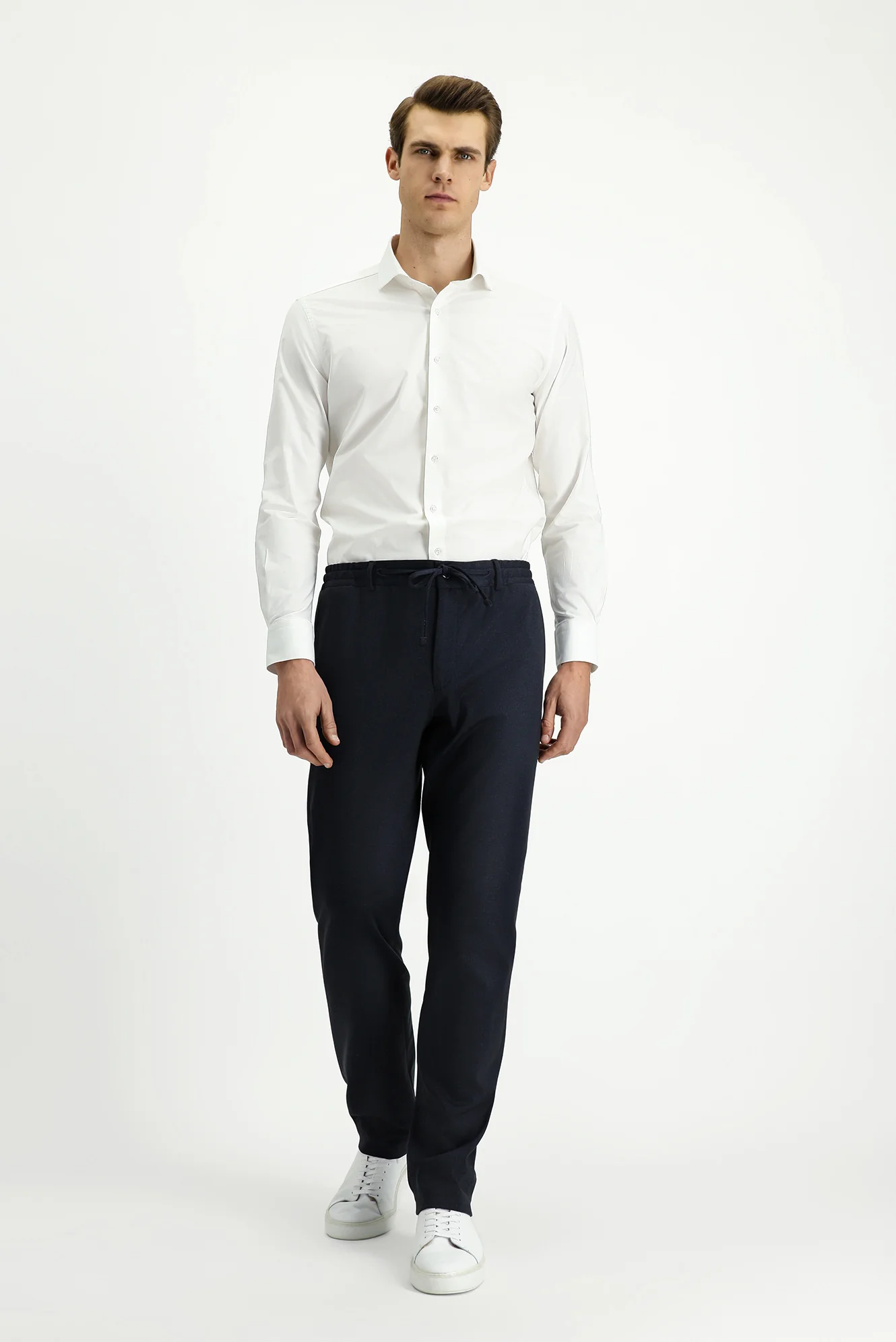 Beyaz Uzun Kol Slim Fit Dar Kesim Klasik Pamuklu Gömlek - Image 2
