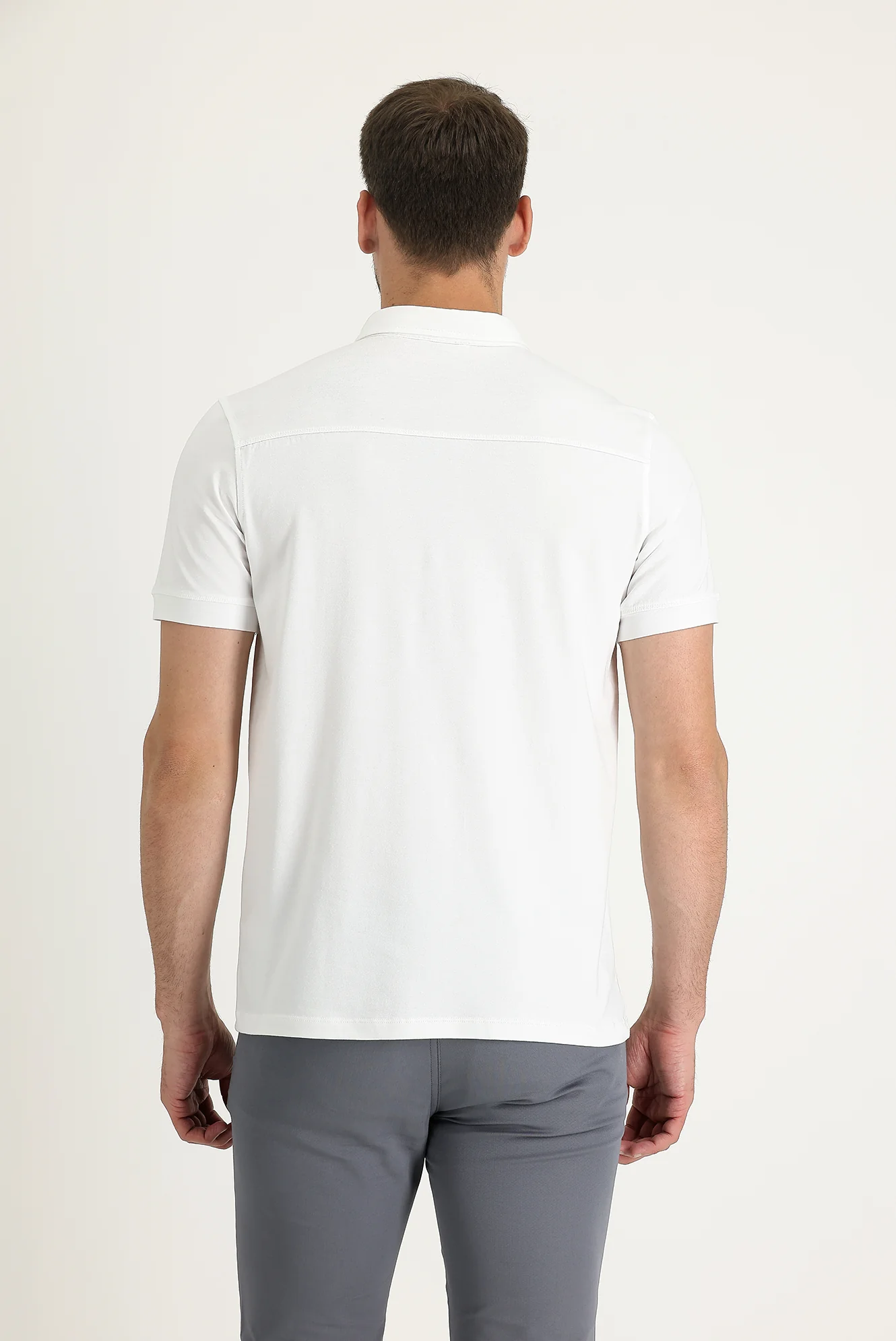 Beyaz Yarım İtalyan Yaka Regular Fit Süprem Tişört - Image 2