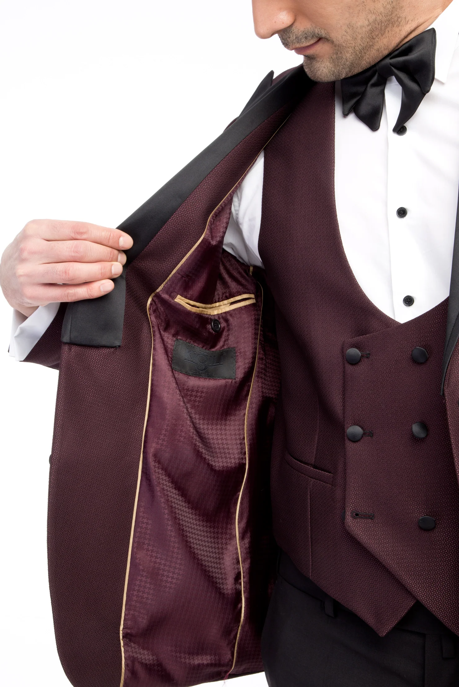 Bordo 6 Drop Regular Fit Standart Kesim Sivri Yaka Desenli Smokin & Damatlık - Image 6