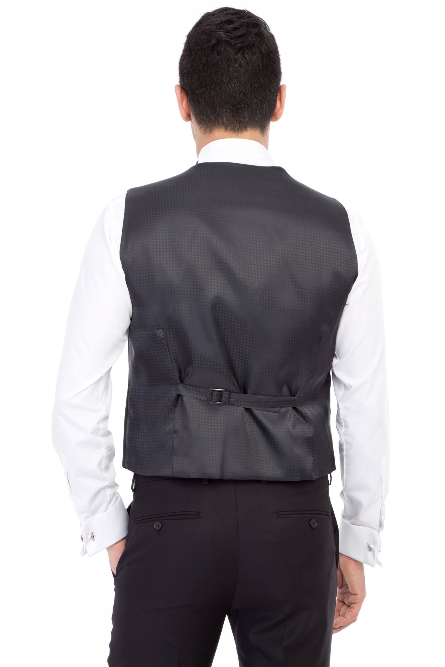 Bordo 7 Drop Slim Fit Dar Kesim Şal Yaka Desenli Yelekli Smokin & Damatlık - Image 4