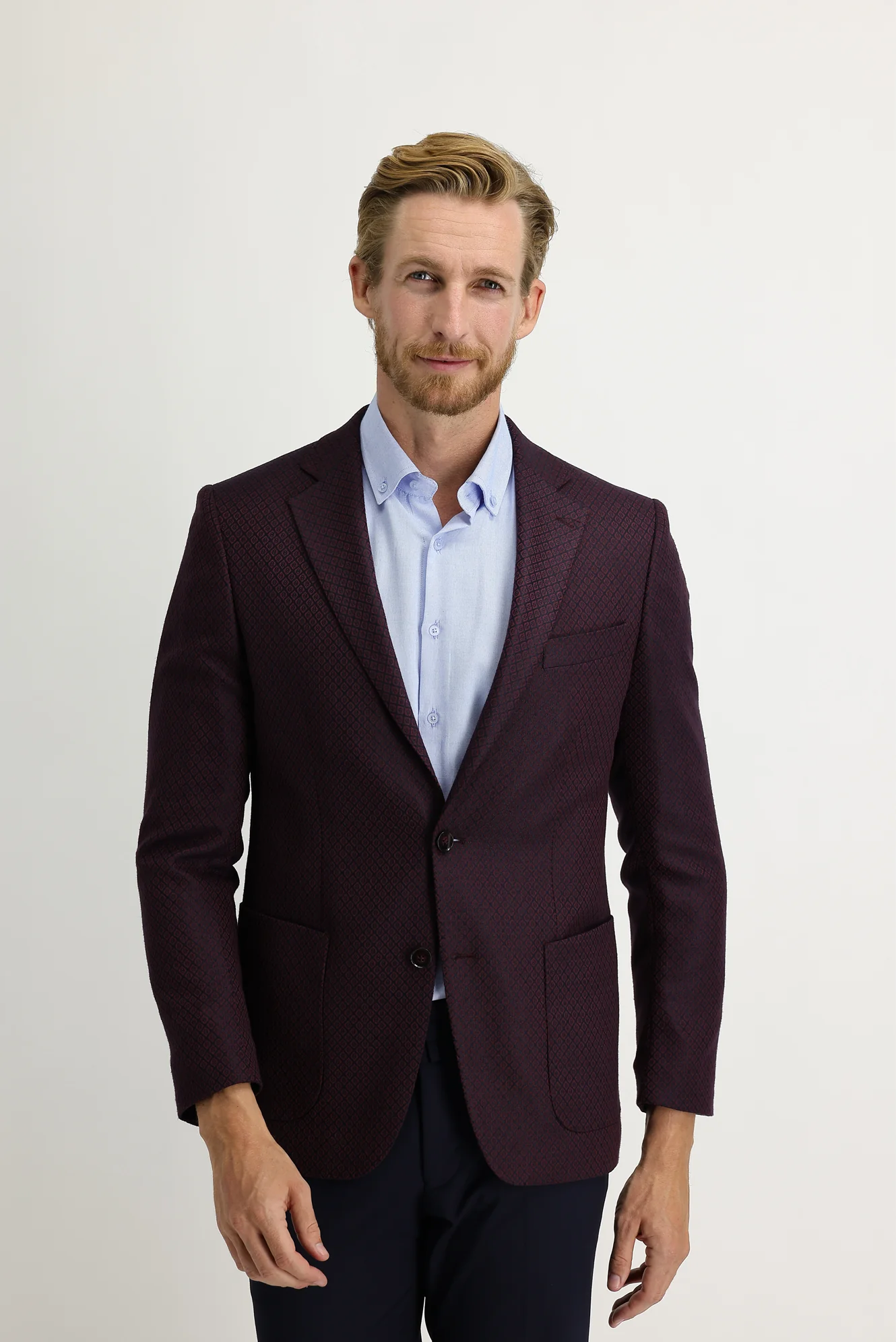 Bordo 6 Drop Regular Fit Standart Kesim Kuşgözü Ceket - Image 2