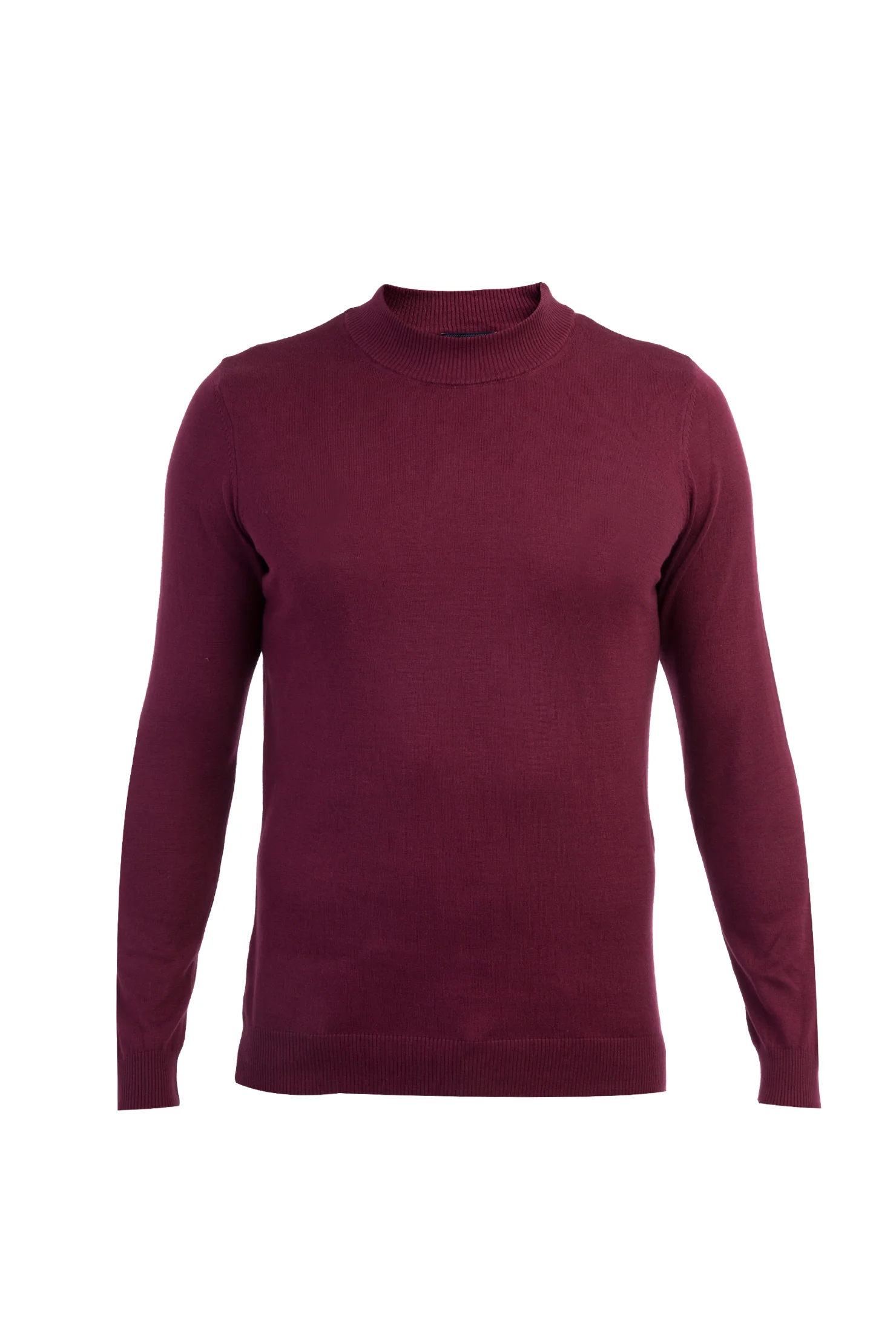 Bordo Yarım Balıkçı Yaka Regular Fit Pamuk Triko Kazak