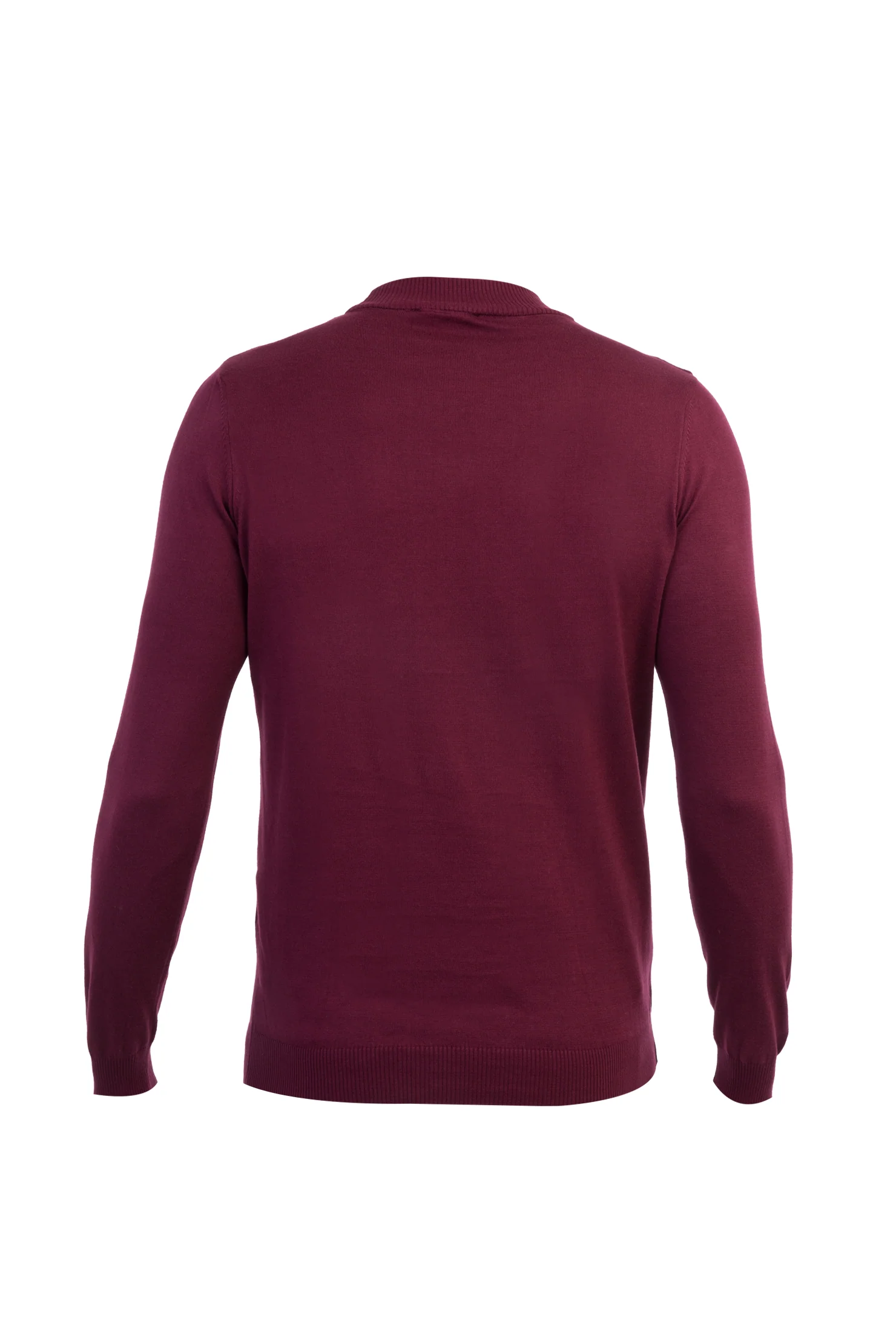 Bordo Yarım Balıkçı Yaka Regular Fit Pamuk Triko Kazak - Image 2
