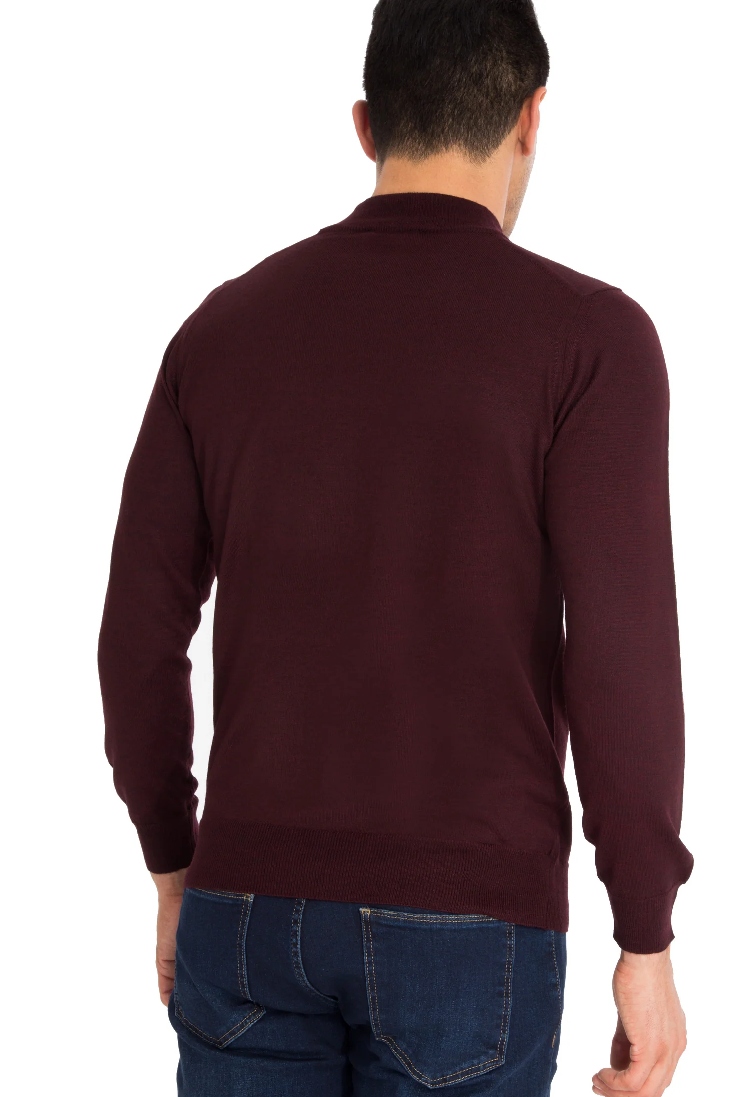 Bordo Yarım Balıkçı Yaka Regular Fit Yünlü Triko Kazak - Image 4