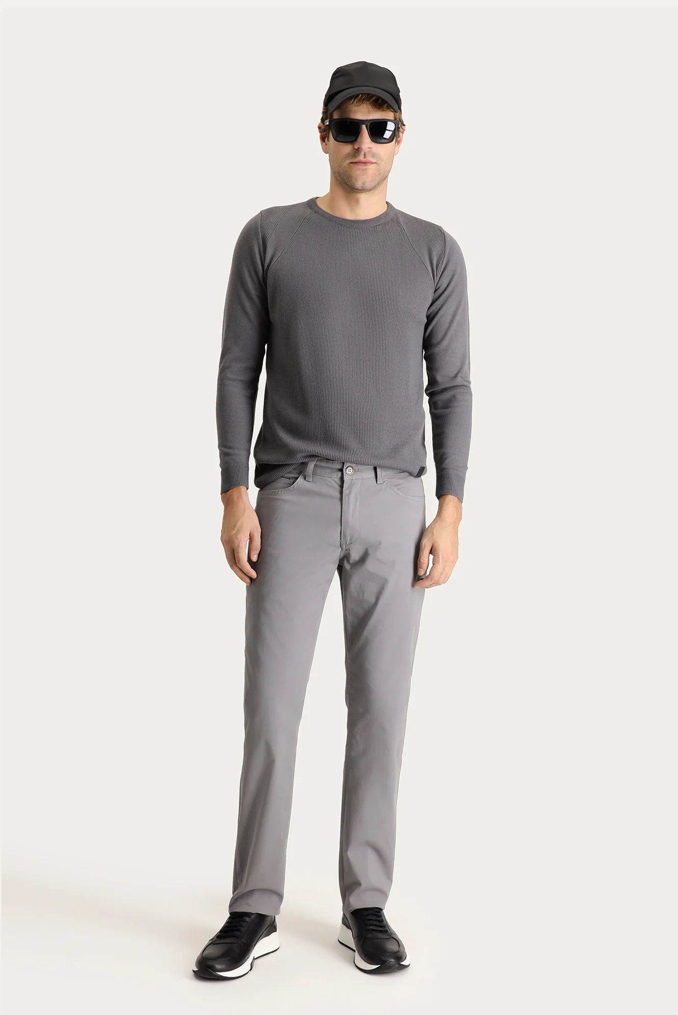 Bulut Gri Regular Fit Standart Kesim Likralı Kanvas / Chino Pantolon