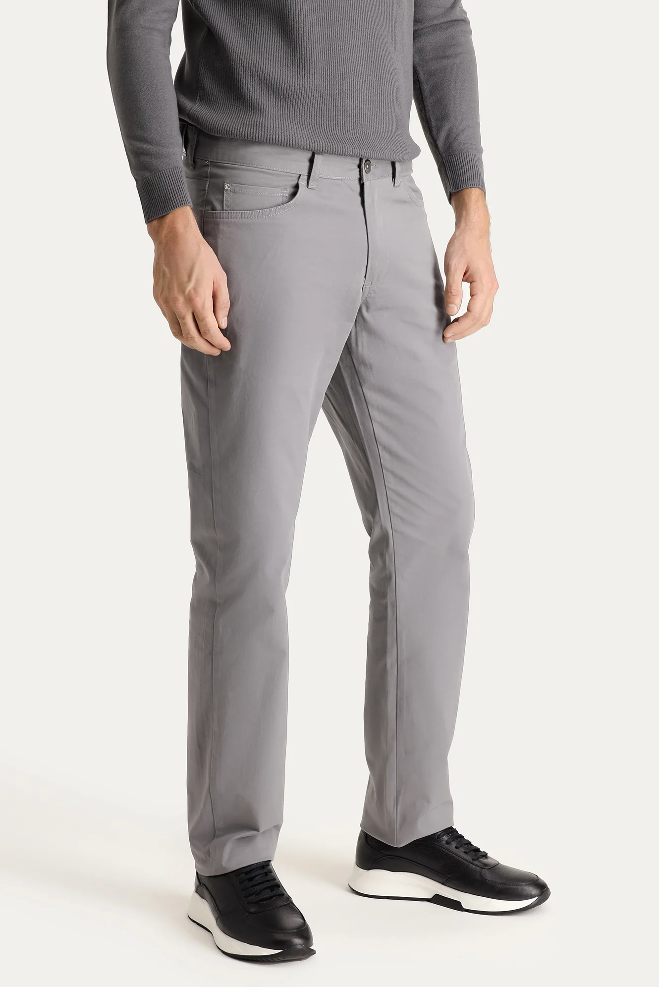 Bulut Gri Regular Fit Standart Kesim Likralı Kanvas / Chino Pantolon - Image 3